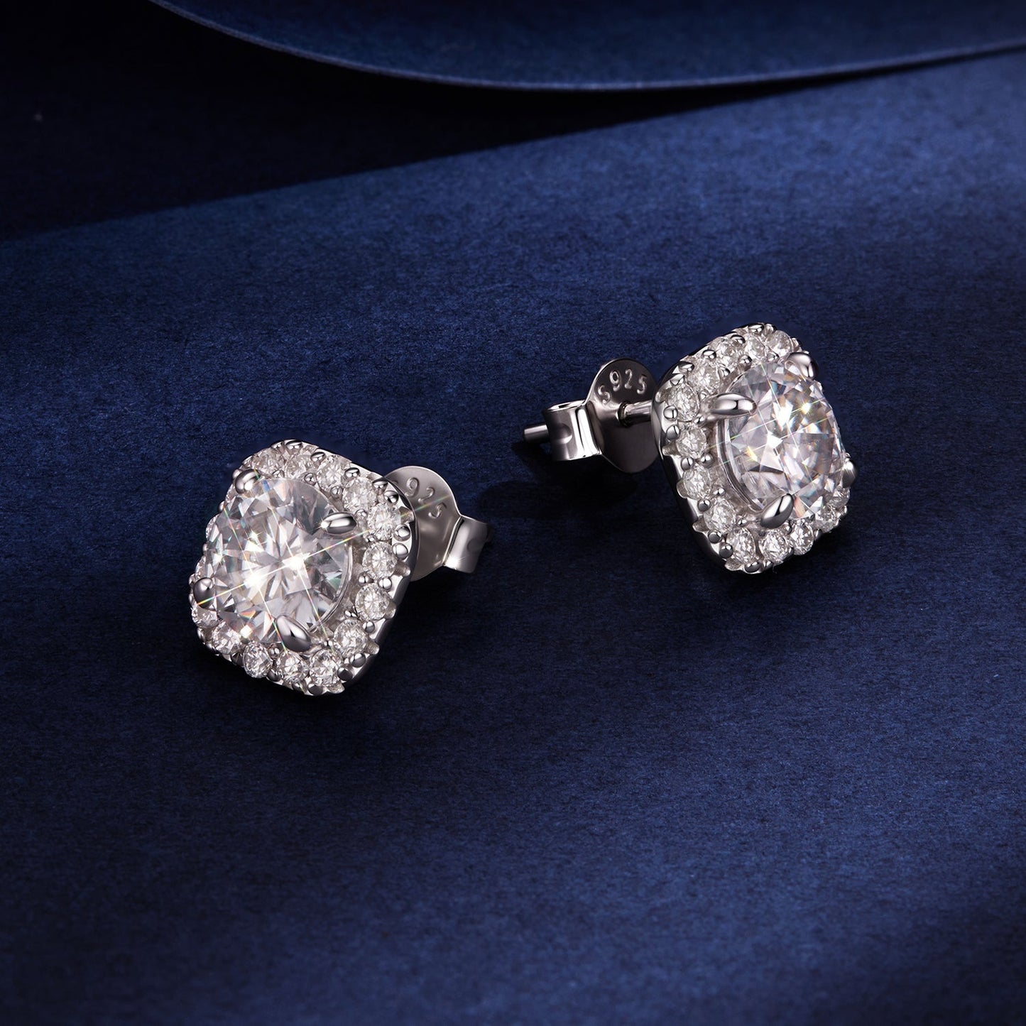 925 Sterling Silver Moissanite 1.0cm Earrings with Pavé Setting for Women