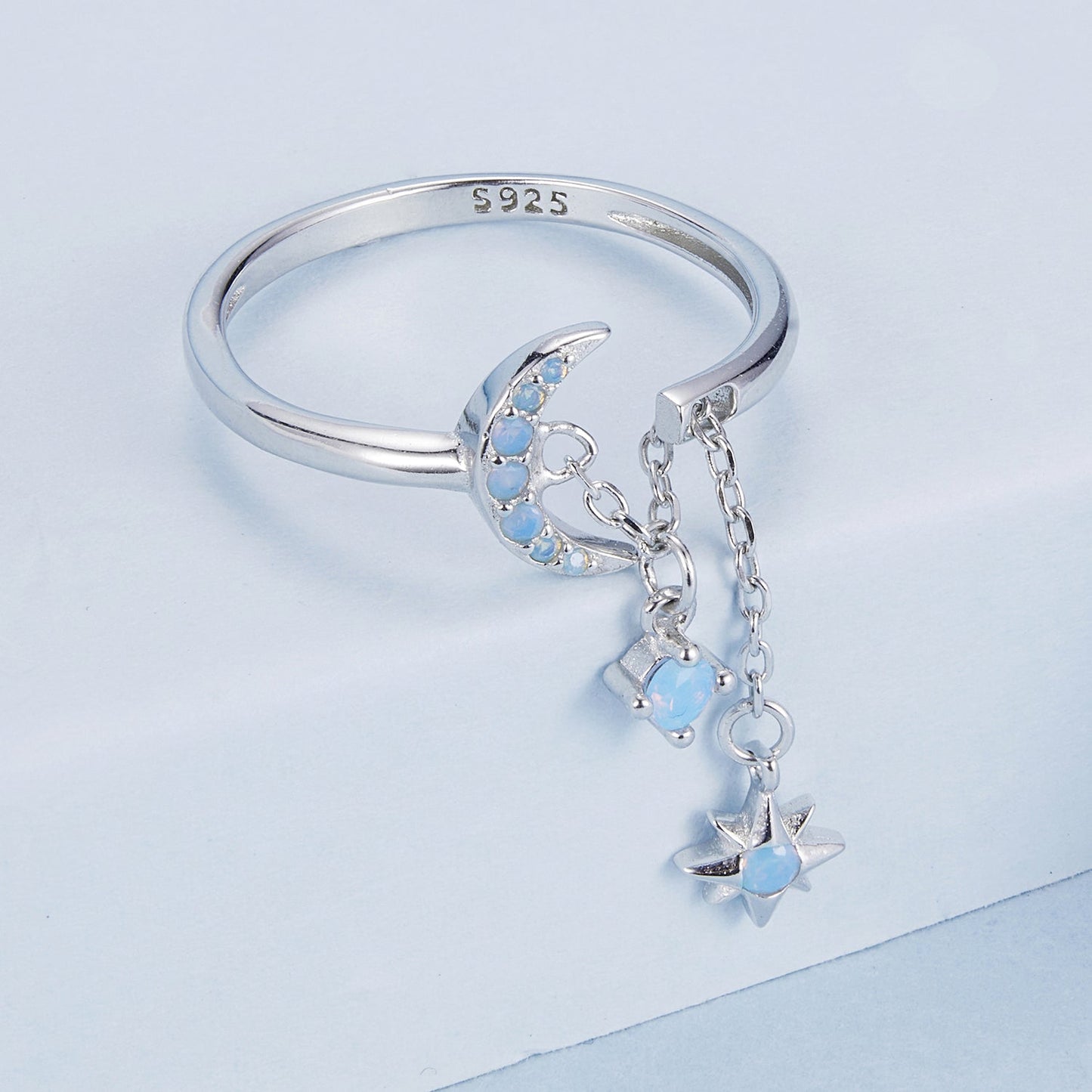 925 Sterling Silver Nano Opal Stone Ring for Women