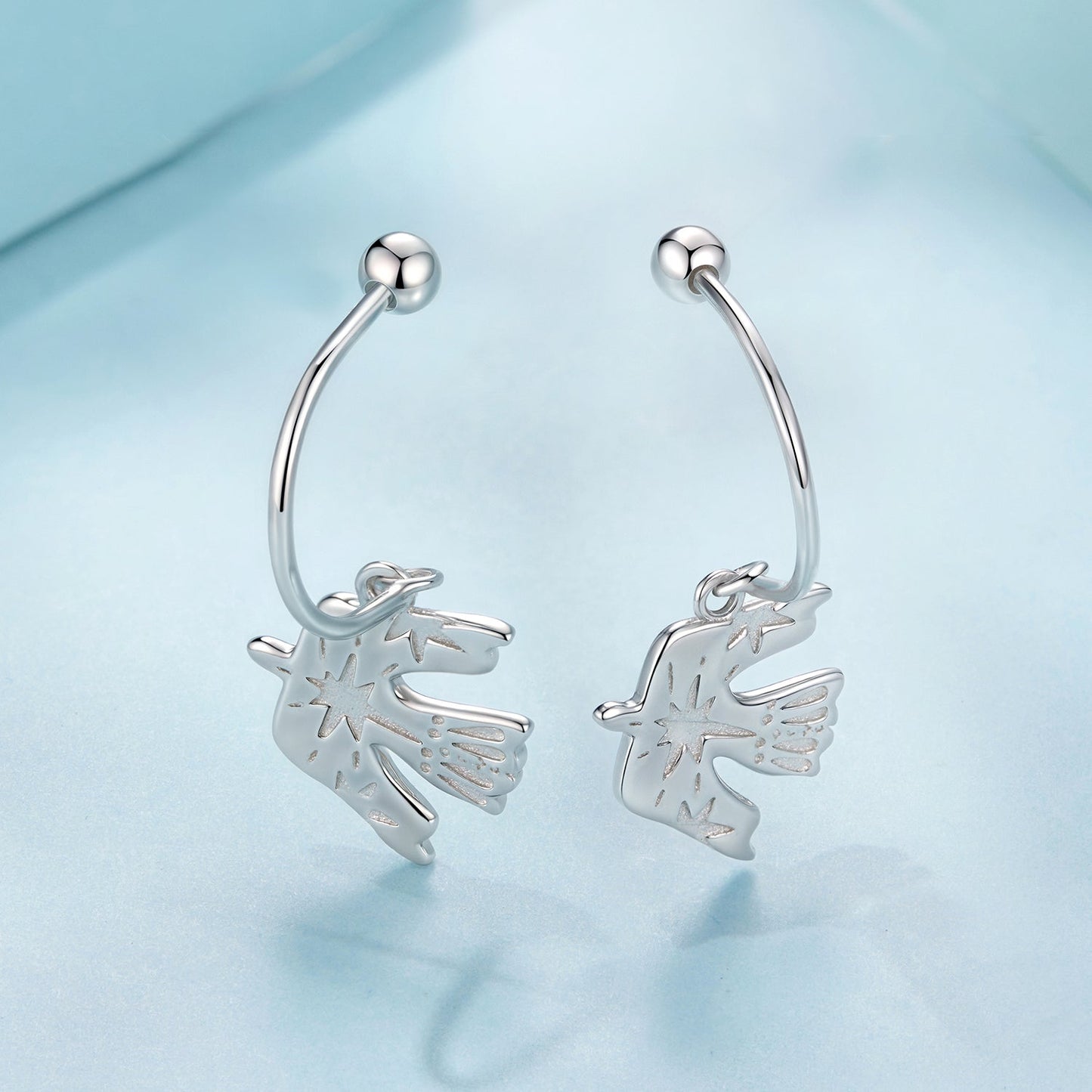 925 Sterling Silver Earrings with Pavé Setting CZ and White Gold Plating for Women