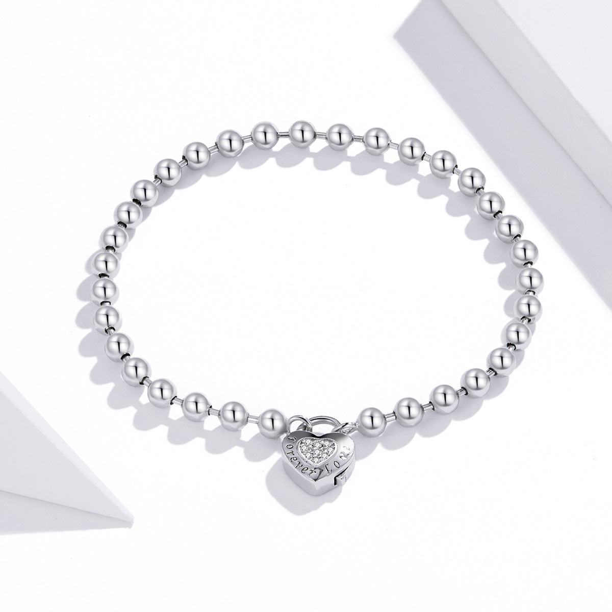 925 Sterling Silver Bracelet with Pavé Setting CZ and Platinum Plating, 17cm for Women