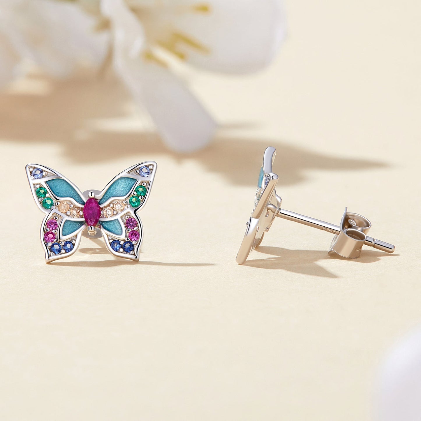 925 Sterling Silver Earrings with Enamel and CZ for Women