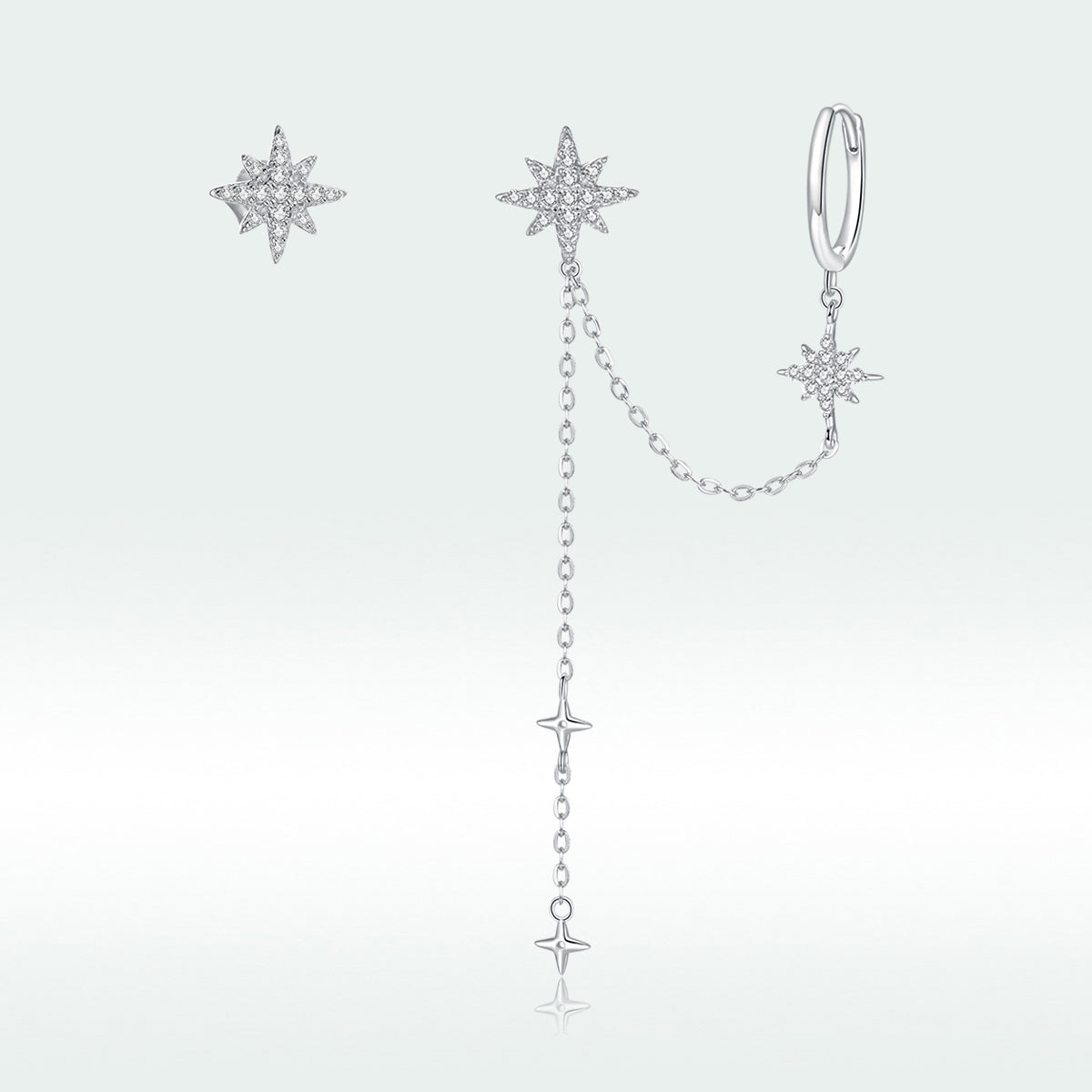S925 Sterling Silver Earrings with CZ in Pavé Setting, 5.9cm Length, 1cm Size for Women