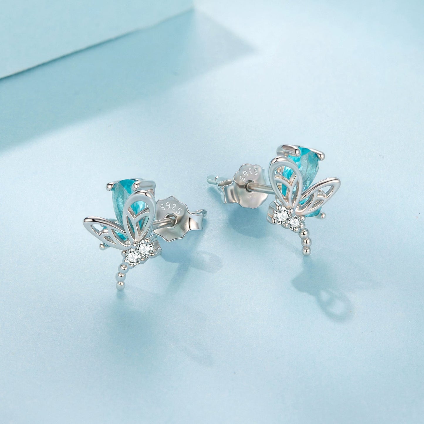 925 Sterling Silver White Gold Plated 1.0x0.7cm CZ Earrings for Women