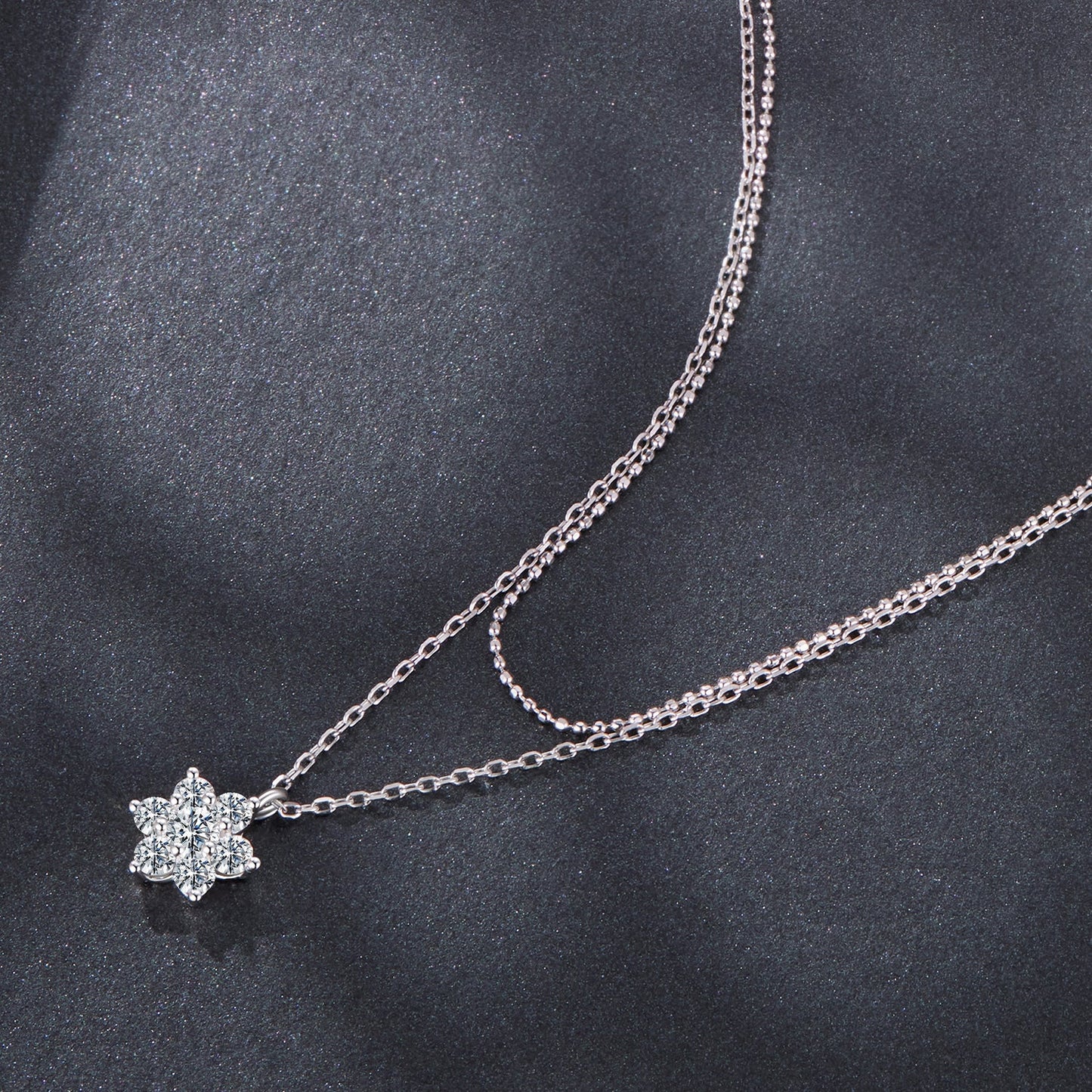 925 Sterling Silver 0.06 Carat & 0.20 Carat Moissanite Necklace with White Gold Plating for Women