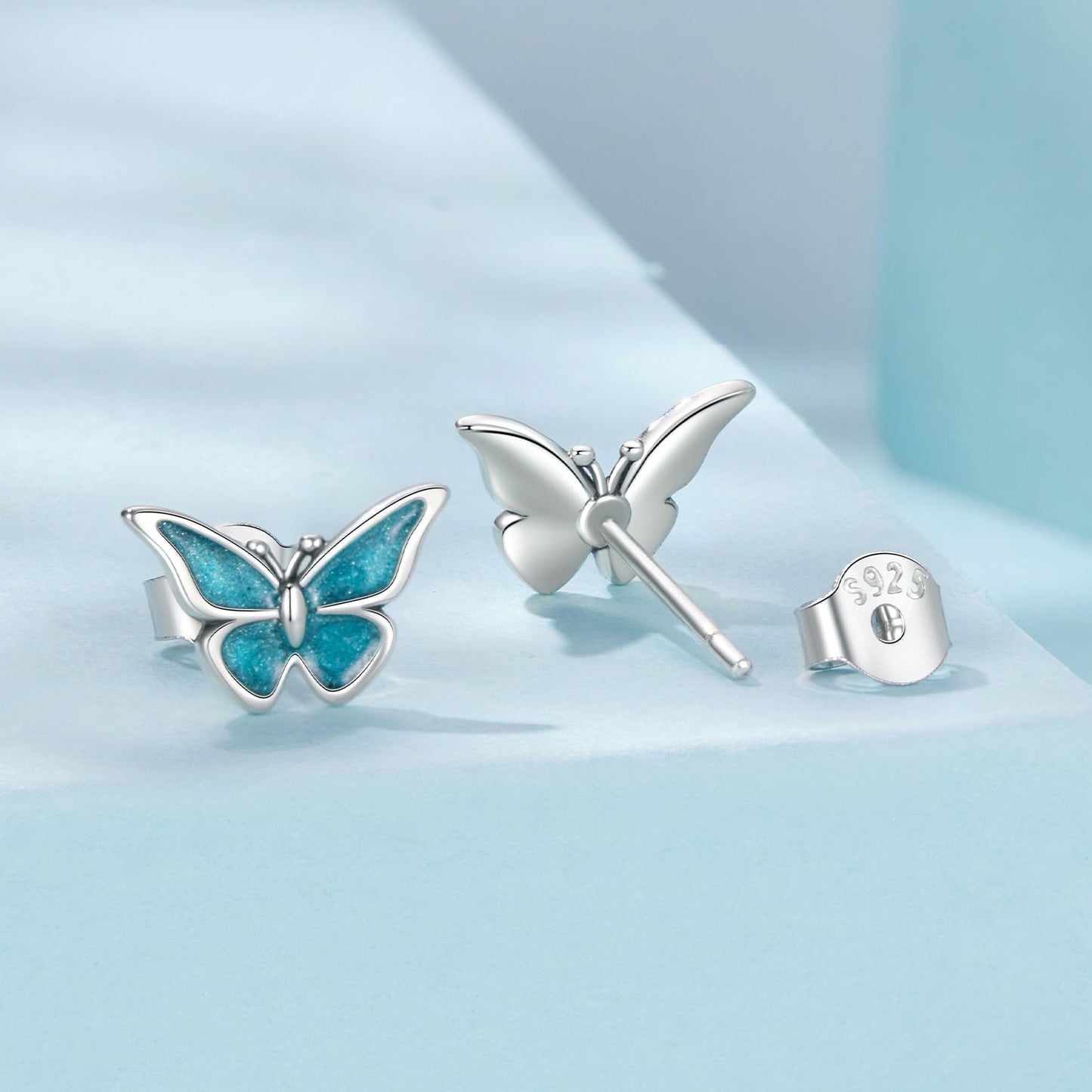 925 Sterling Silver Enamel Oxidized Earrings Size 0.7*1.1cm for Women