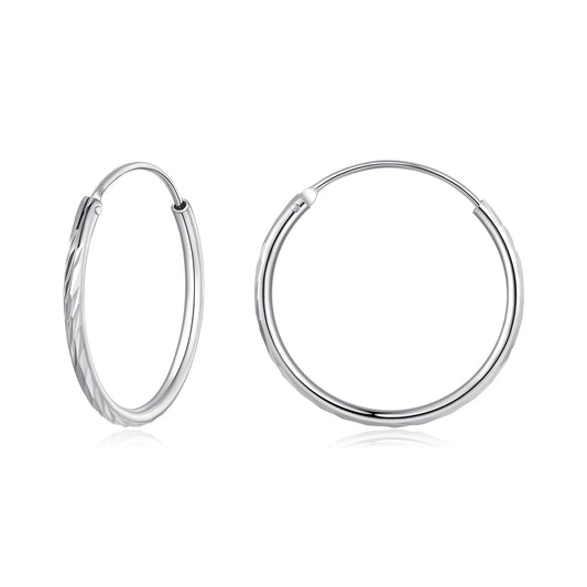 925 Sterling Silver Earrings for Women - White Gold Plated, 2.3x0.2 cm