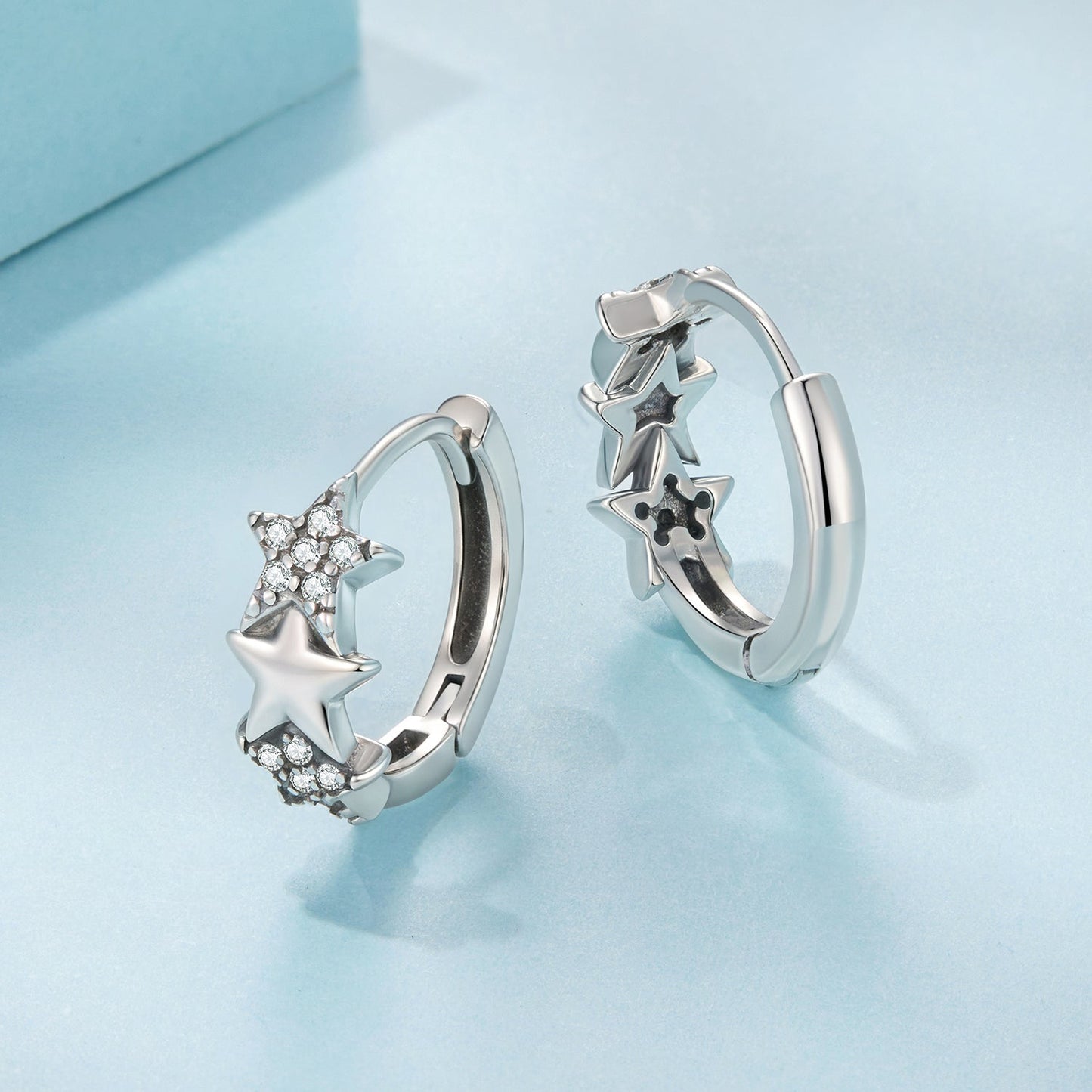 925 Sterling Silver Earrings with Pavé Setting CZ in Oxidized Silver