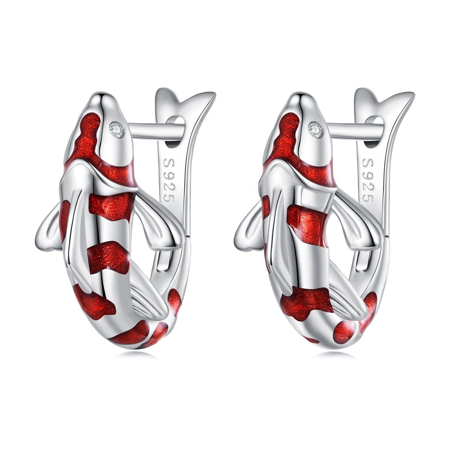 925 Sterling Silver Enamel and CZ Earrings with Platinum Plating for Women
