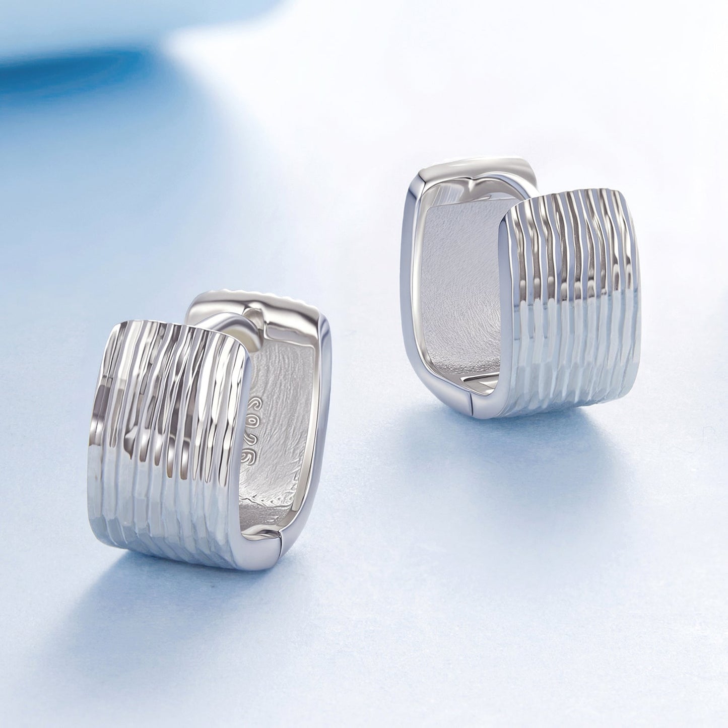 925 Sterling Silver Earrings for Women with White Gold Plating - 1.1cm x 0.7cm
