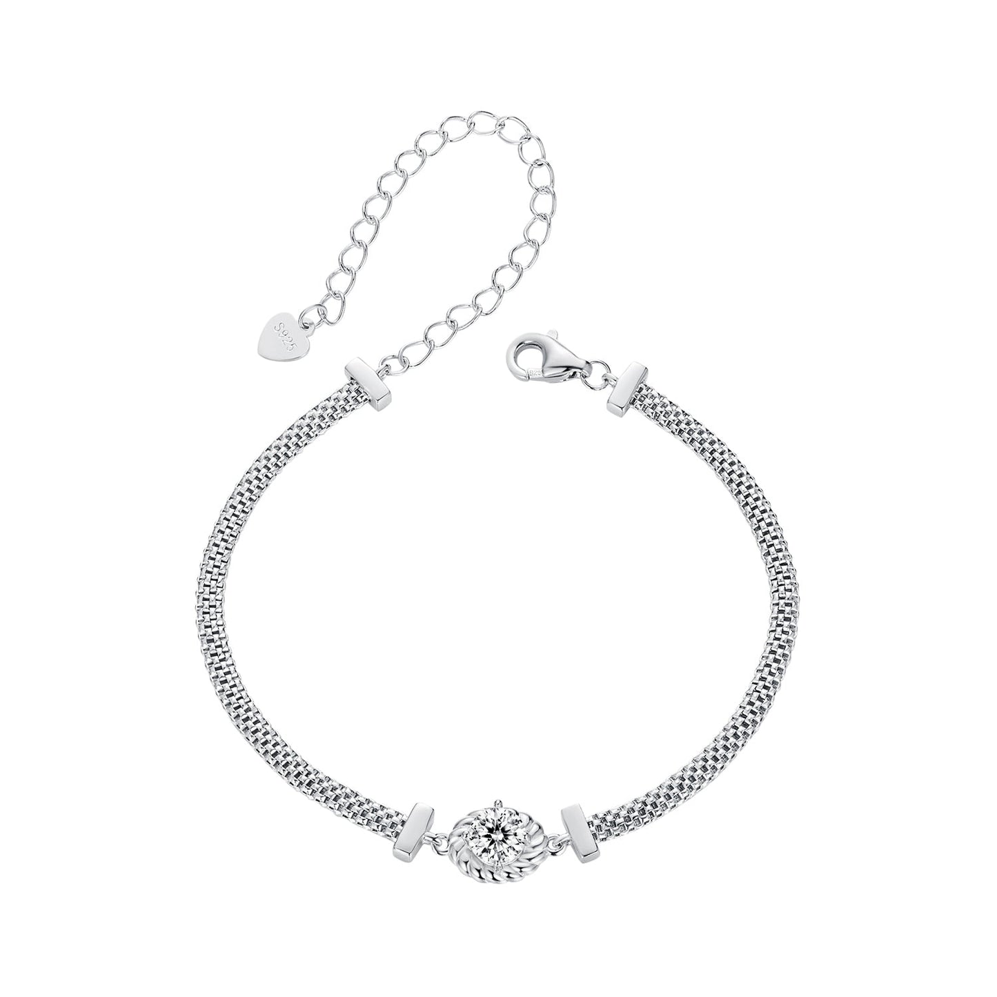925 Sterling Silver 0.5 Carat Moissanite White Gold Plated Bracelet for Women