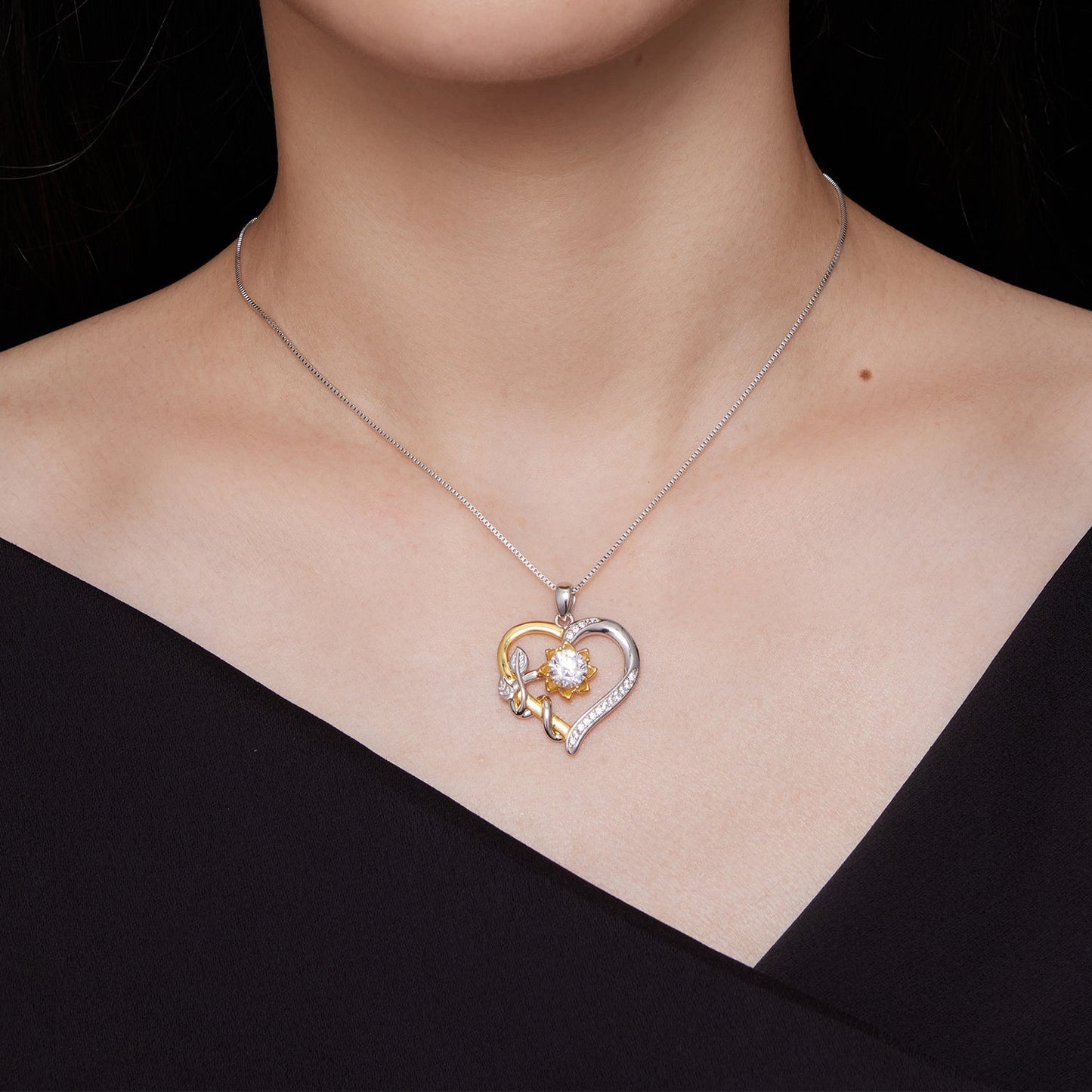 925 Sterling Silver Plated Gold Moissanite Necklace with Pavé Setting for Women