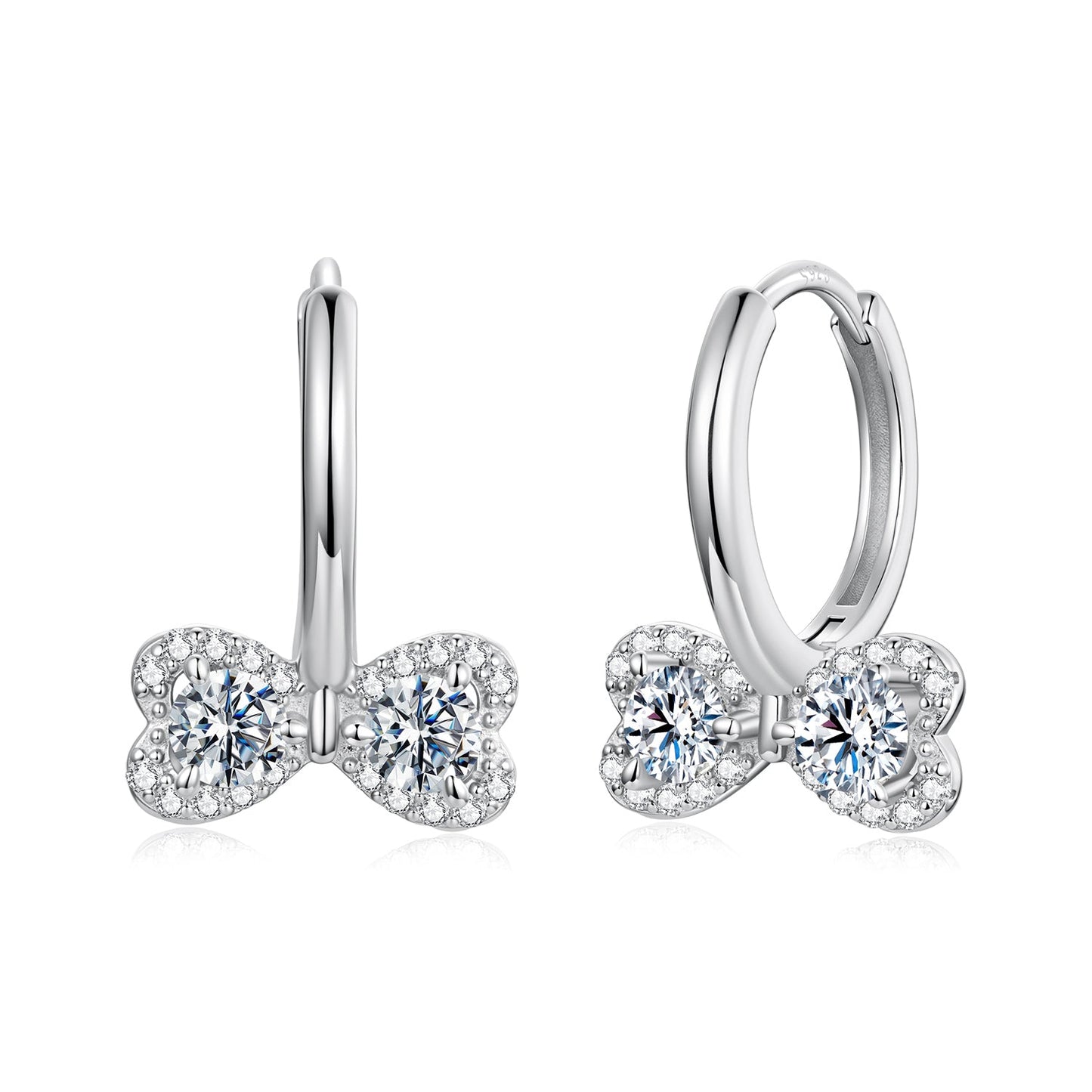 925 Sterling Silver Moissanite 0.20 Carat Earrings Plated White Gold for Women
