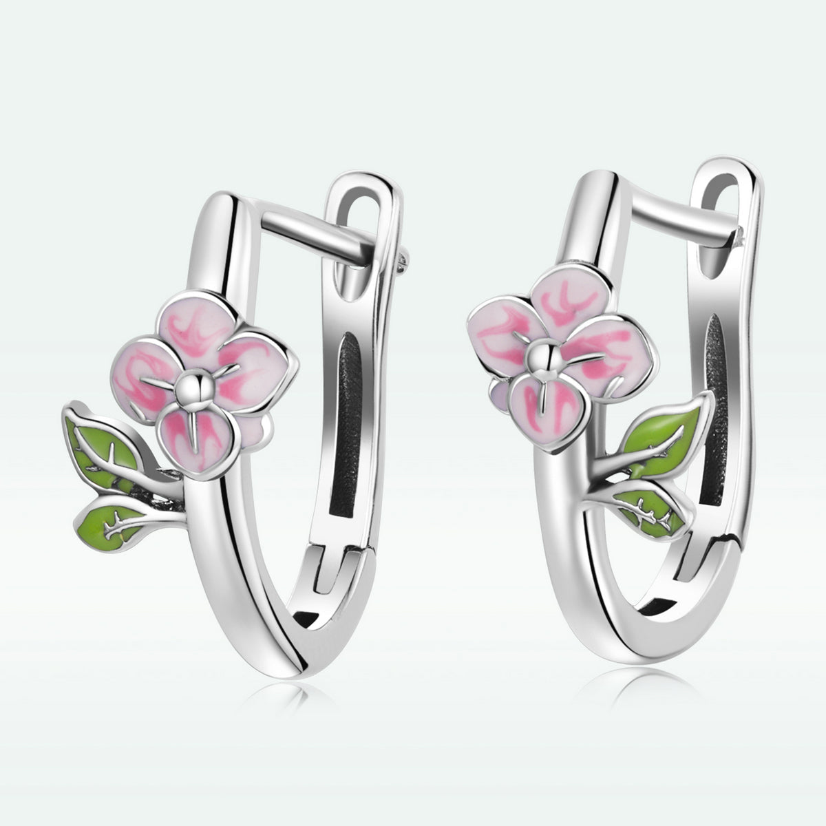 925 Sterling Silver Enamel Oxidized Silver Earrings for Women - 1.5x0.7cm