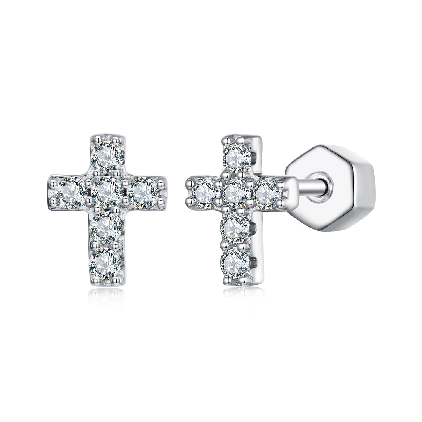925 Sterling Silver Moissanite Earring 0.7x0.6cm for Women