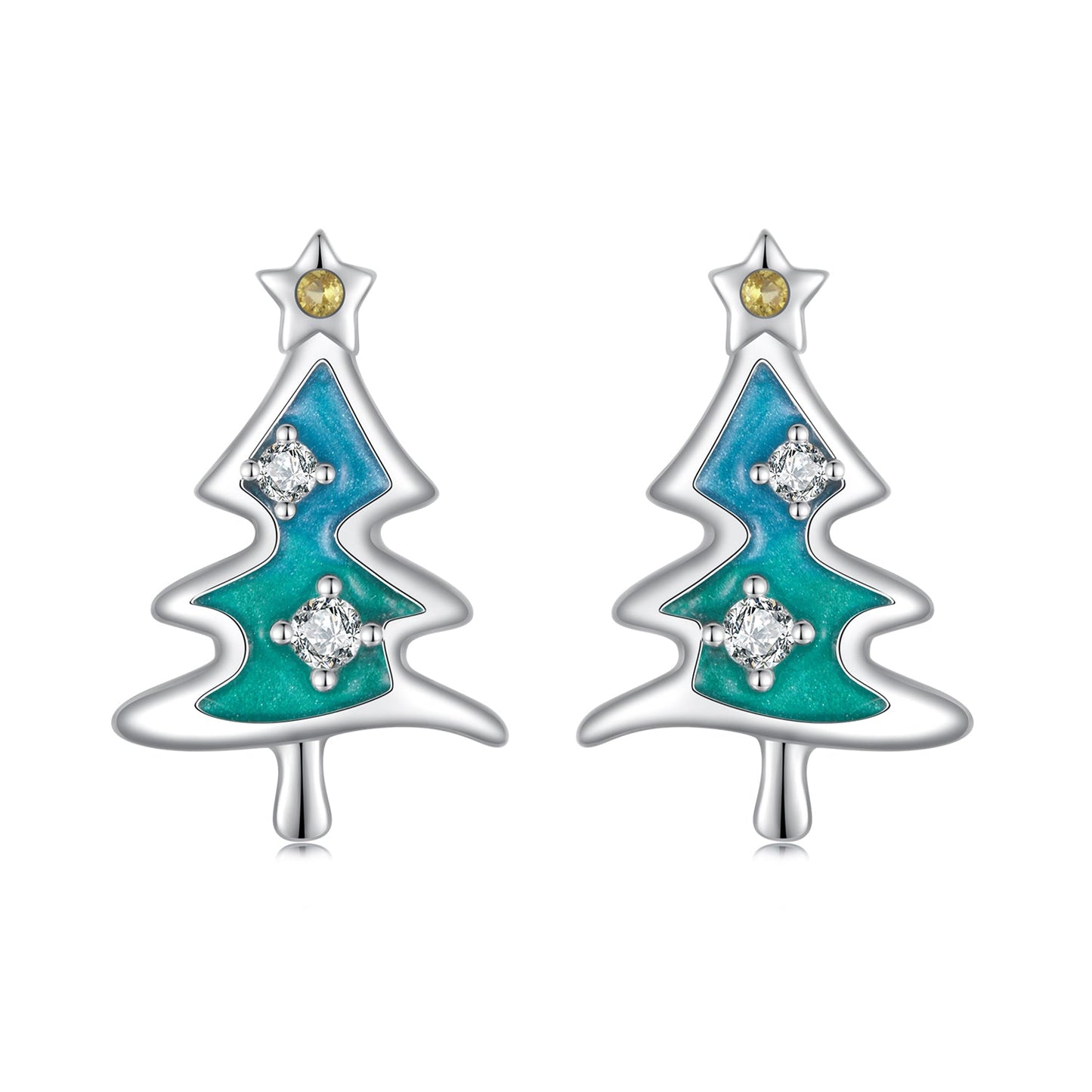 925 Sterling Silver Enamel Pavé CZ Earrings for Women