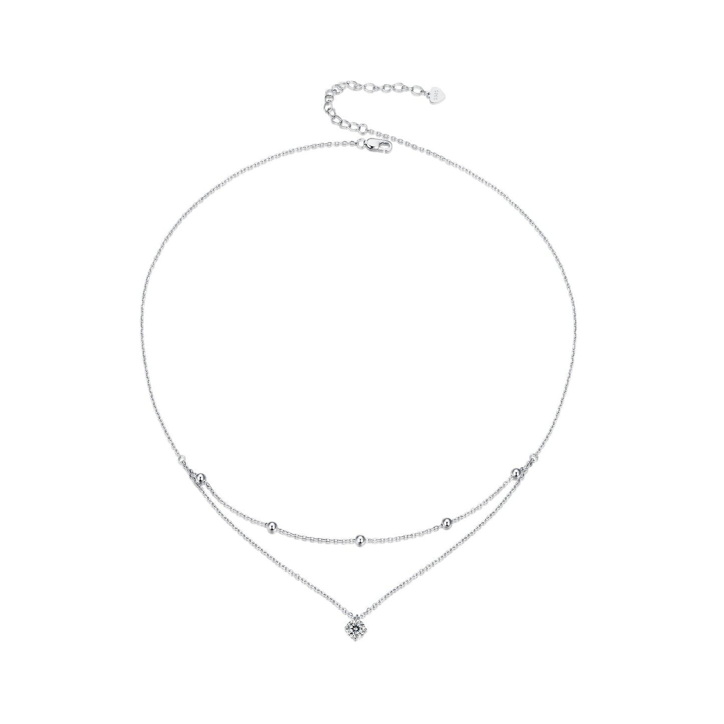 925 Sterling Silver Plated Platinum 5.0mm Moissanite Necklace for Women