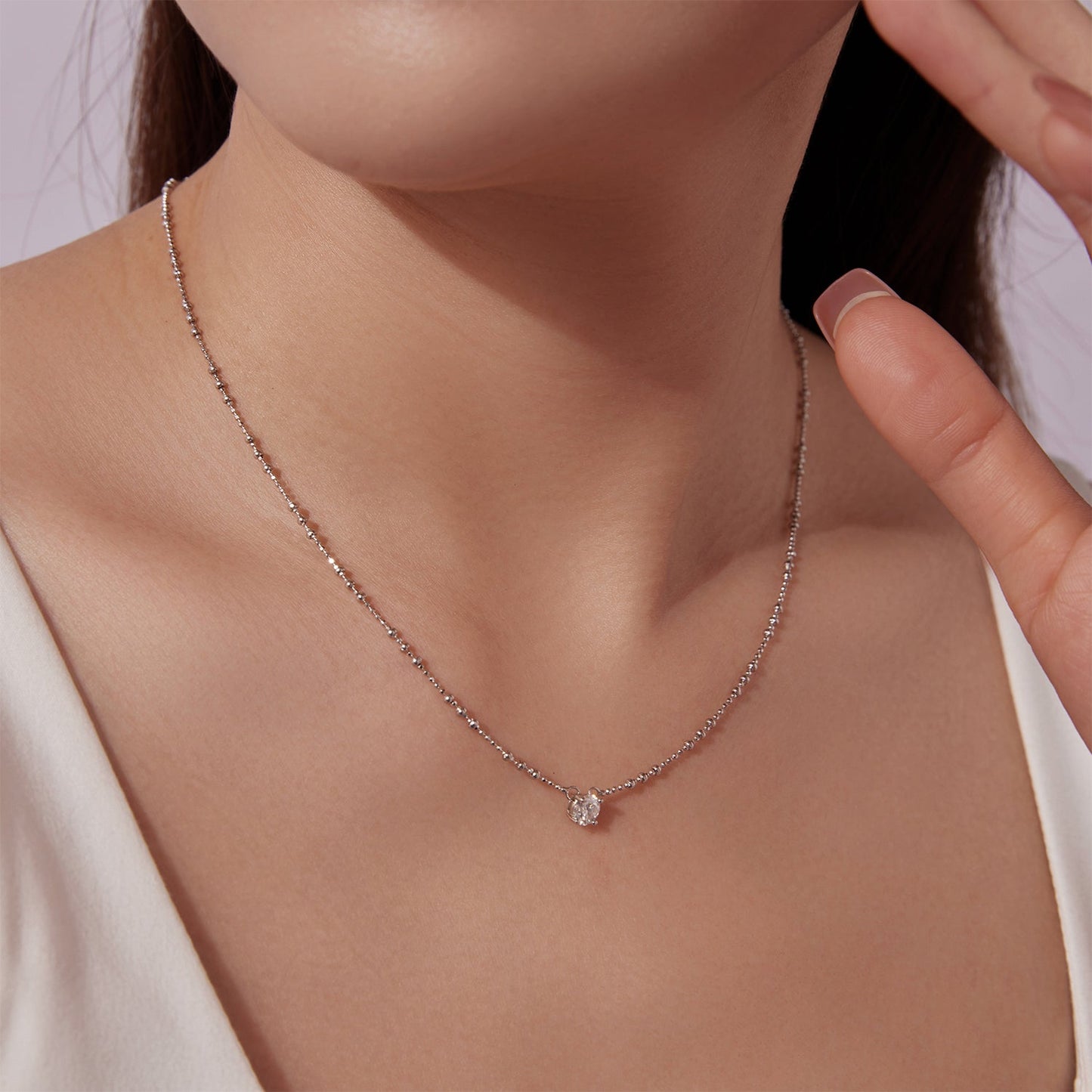 925 Sterling Silver 0.5 Carat Moissanite Necklace for Women