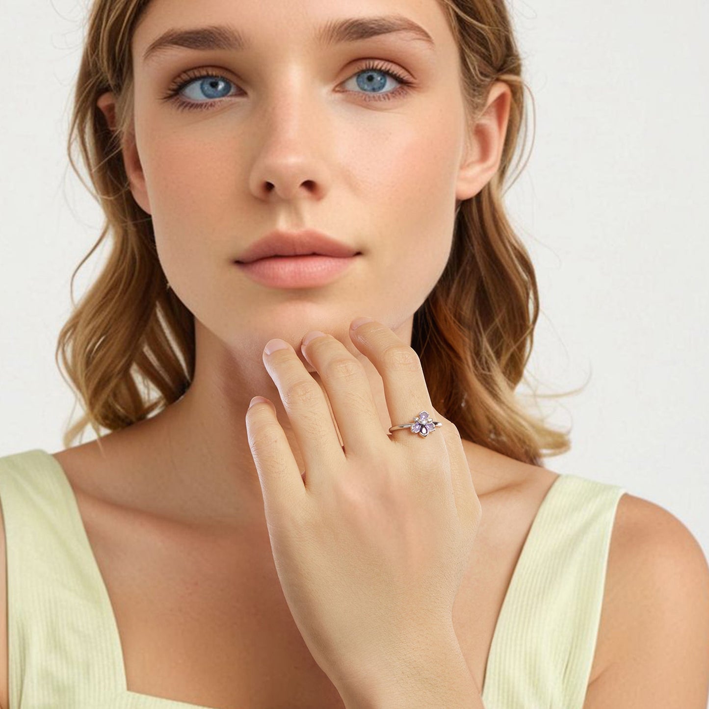 925 Sterling Silver Pavé Set CZ Enamel White Gold Plated Nano Opal Pendant Ring