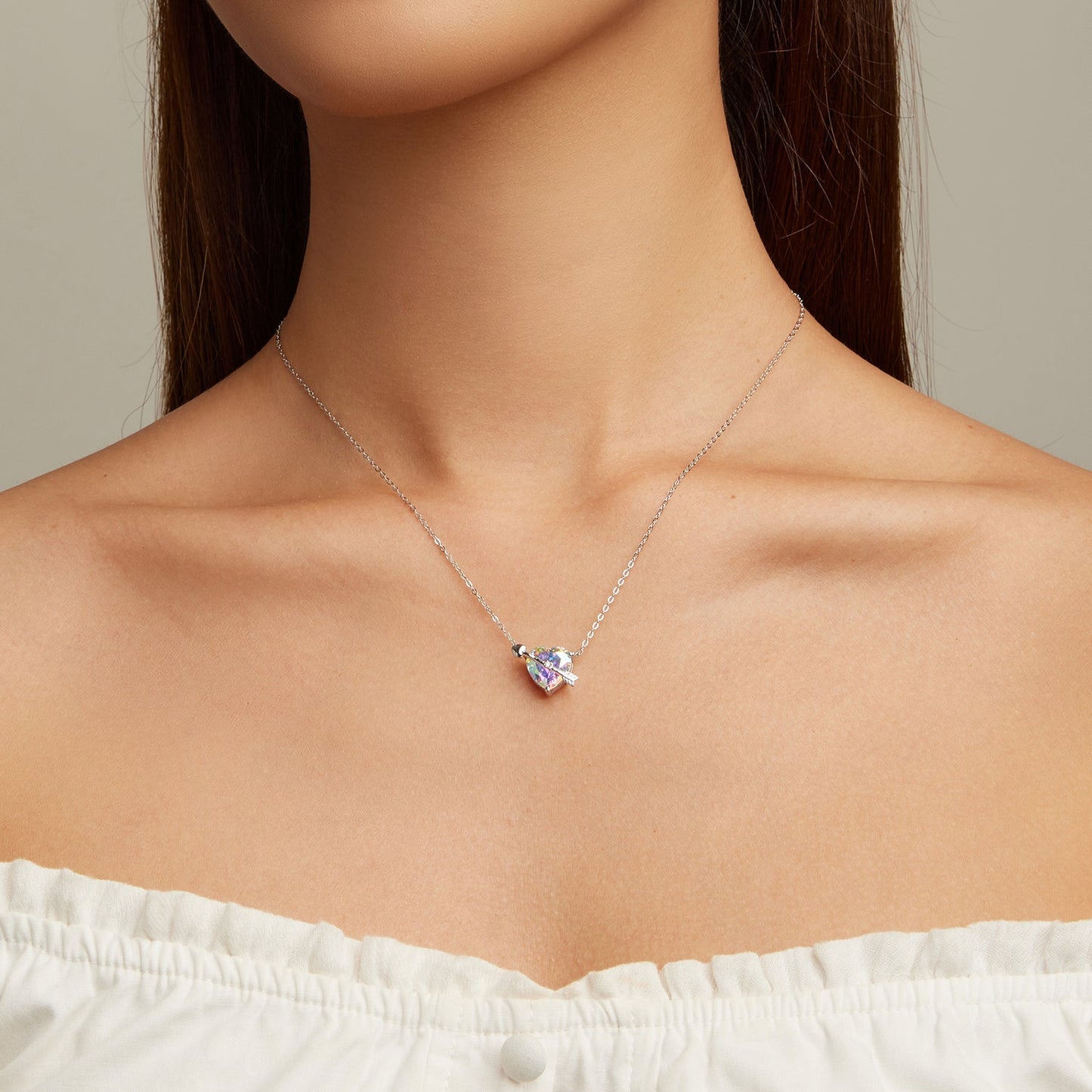S925 Sterling Silver Adjustable Necklace with CZ Pendant for Women