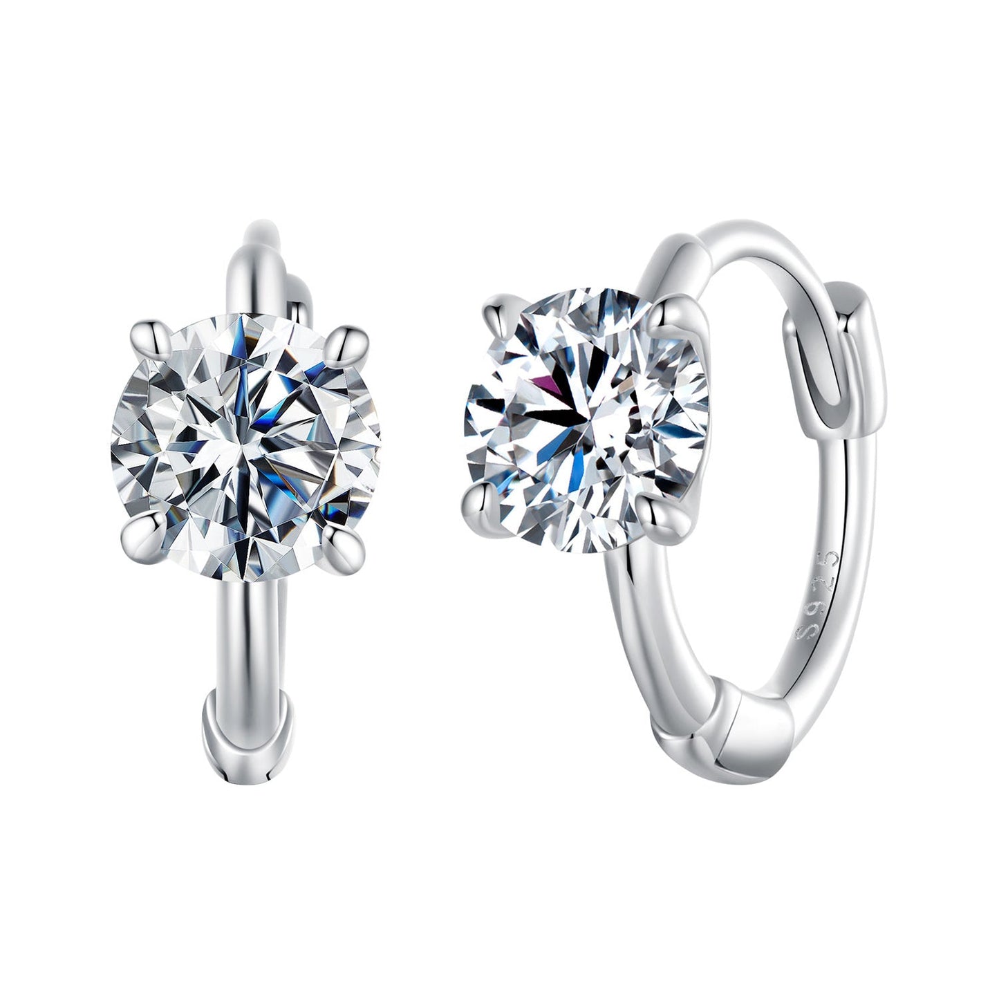 925 Sterling Silver & White Gold Plated 0.5 Carat Moissanite Earrings for Women