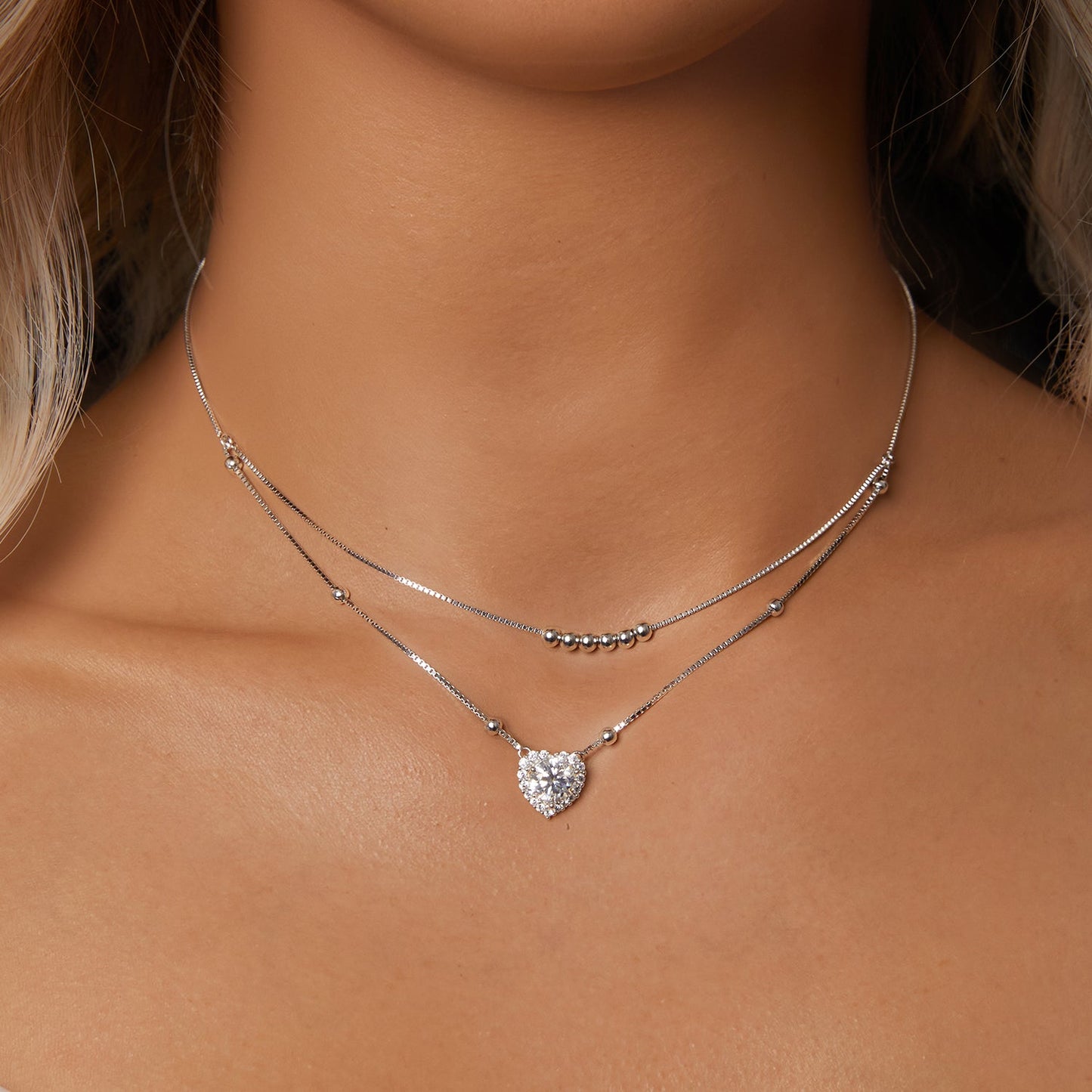 925 Sterling Silver 6.5mm Moissanite Necklace with Pavé Setting for Women