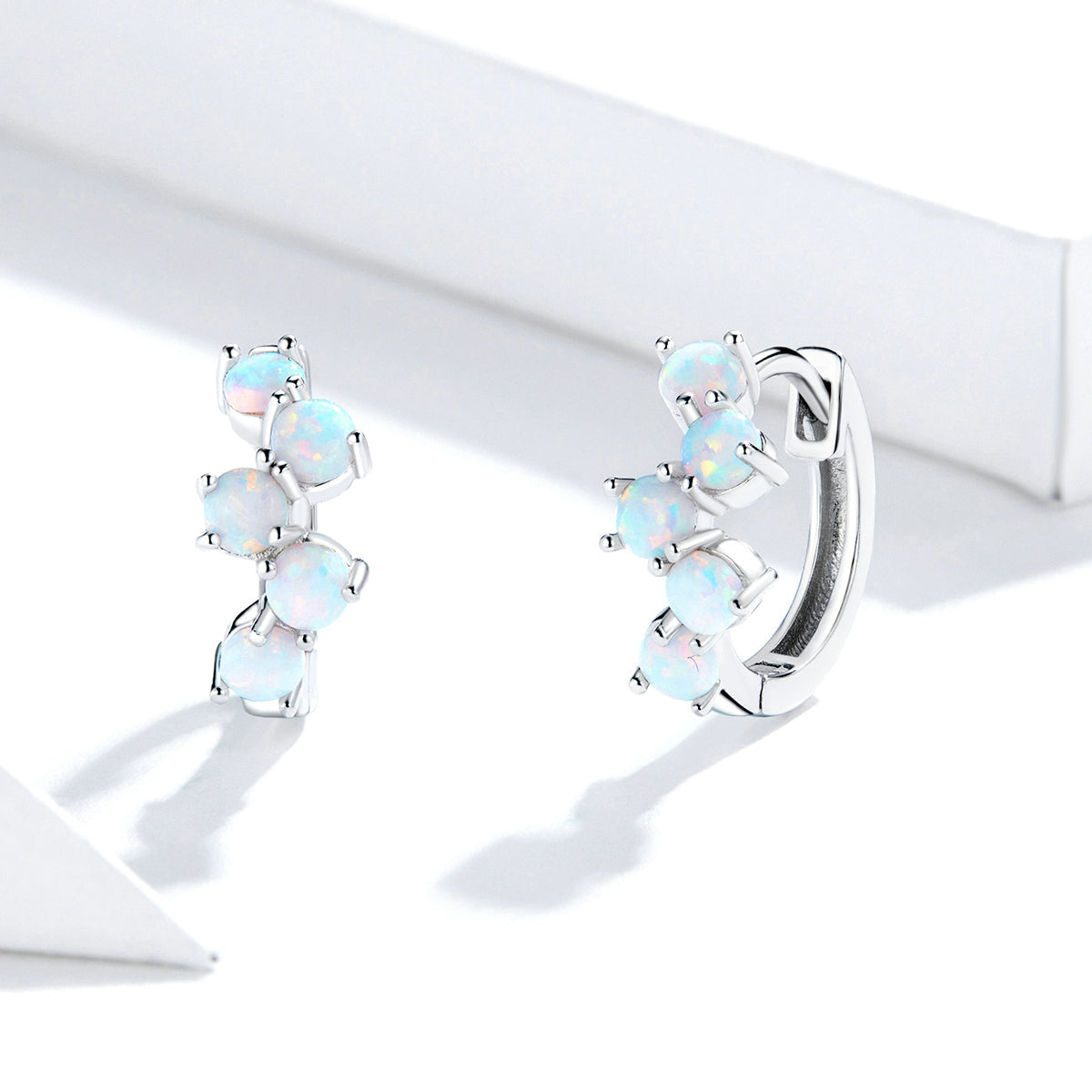 925 Sterling Silver Earrings with Translucent Opal