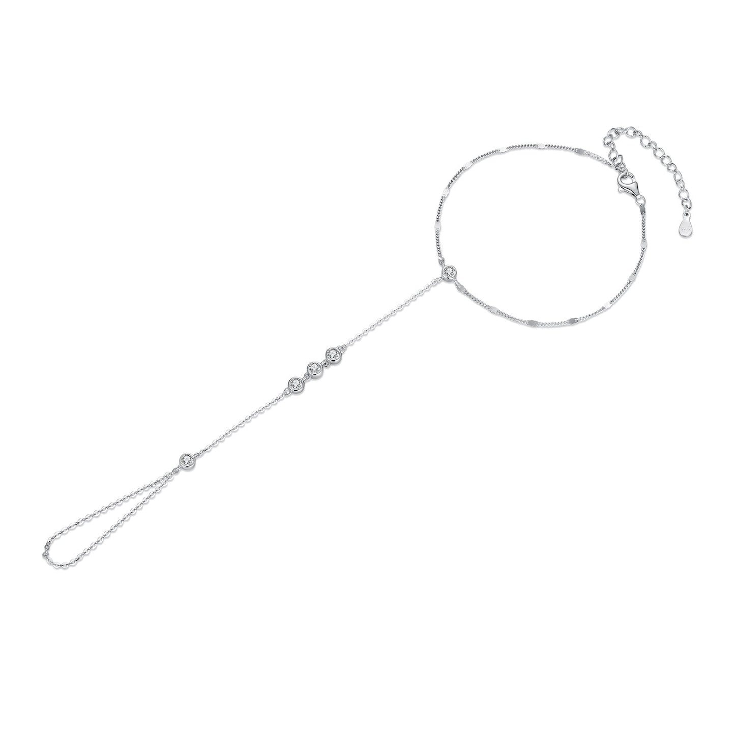 925 Sterling Silver White Gold Plated Adjustable Bracelet for Women