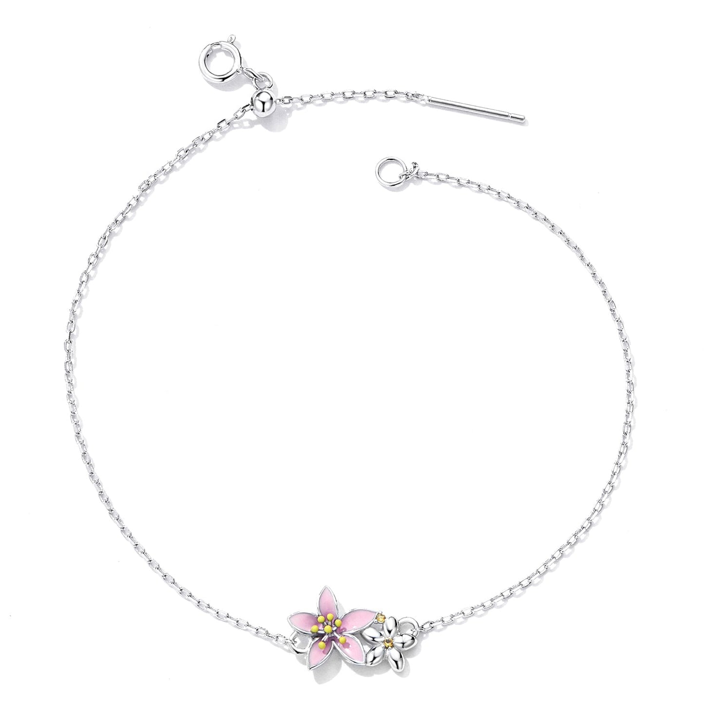 S925 Sterling Silver Adjustable Flower Bracelet for Women