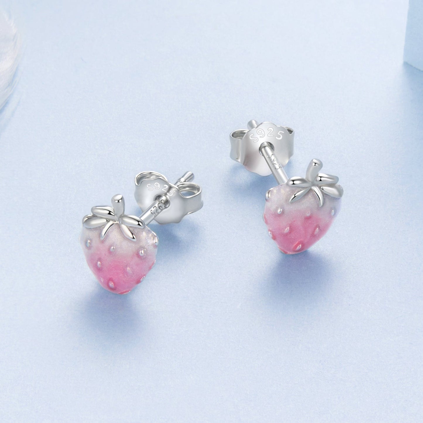 925 Sterling Silver White Gold Plated Enamel Earrings