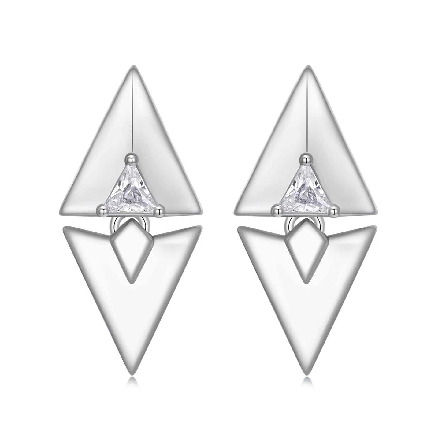 925 Sterling Silver Earrings with White Gold Plating and CZ
