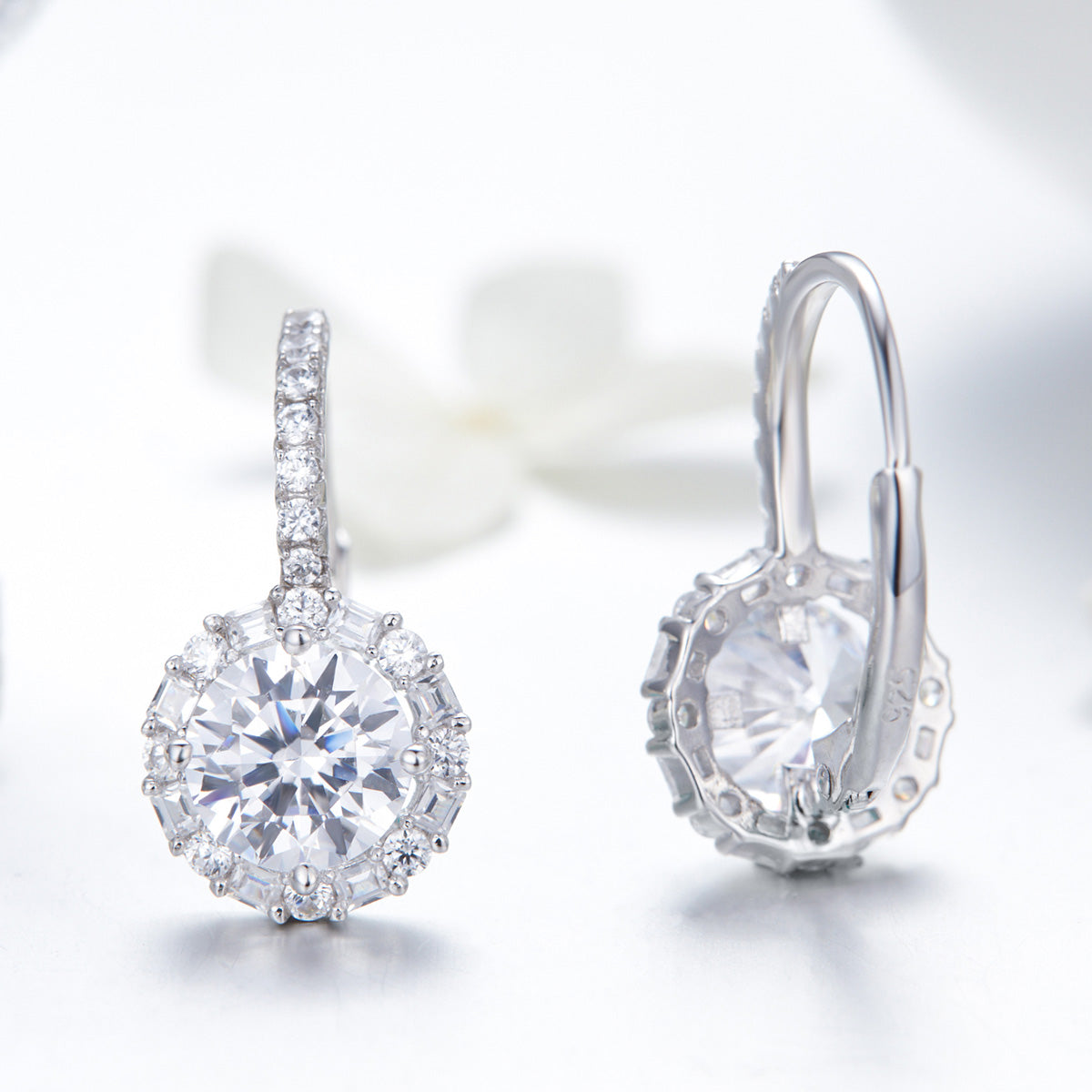 925 Sterling Silver Earrings with Pavé Set CZ for Women