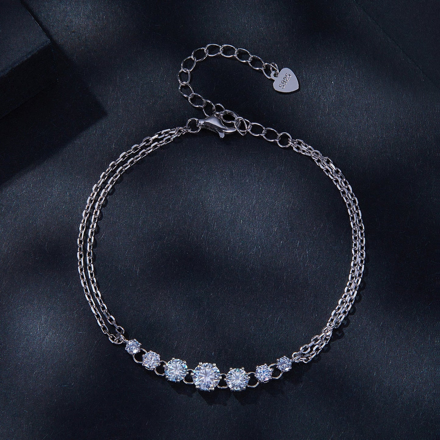 925 Sterling Silver 5MM Moissanite Bracelet for Women