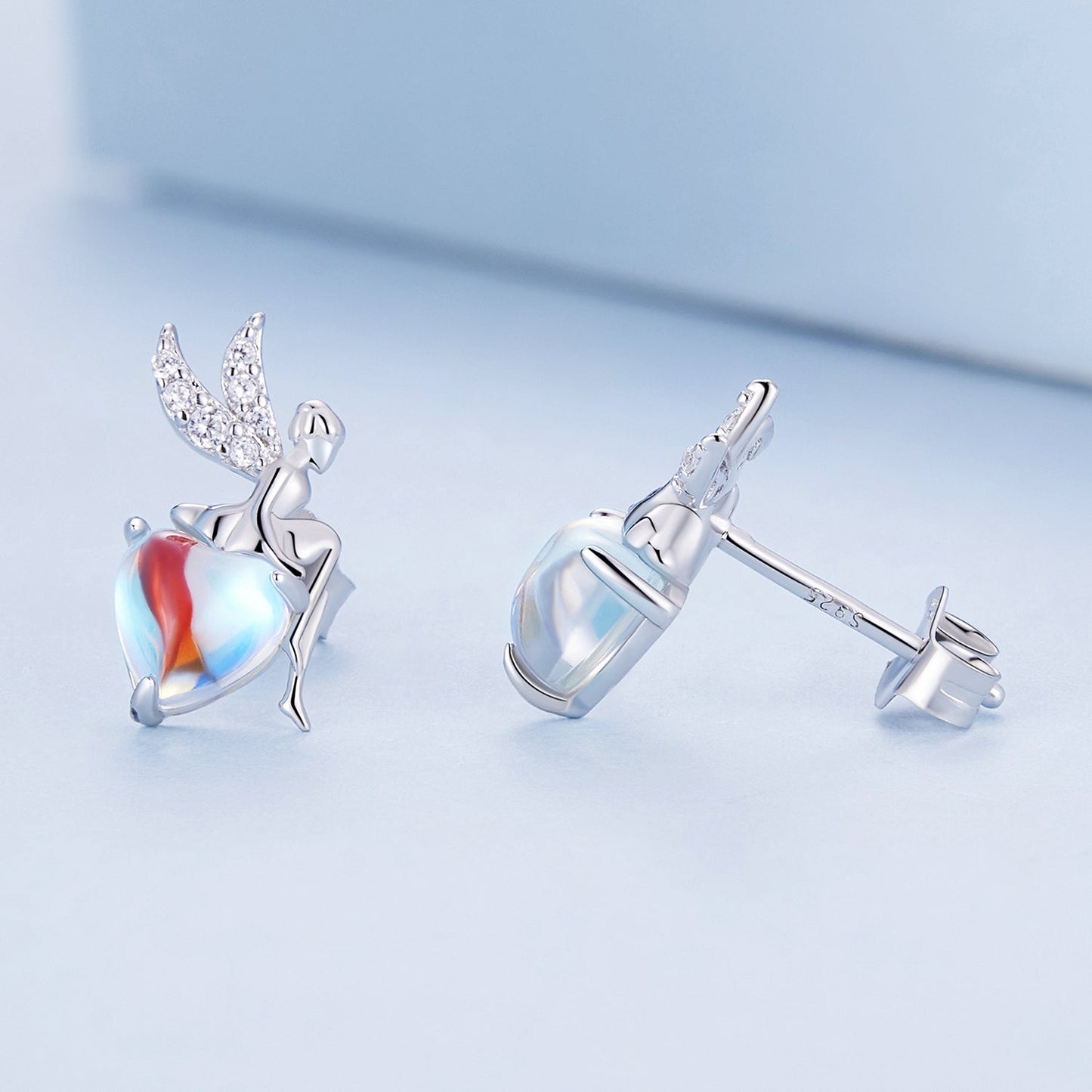 925 Sterling Silver Moonstone CZ Earrings for Women