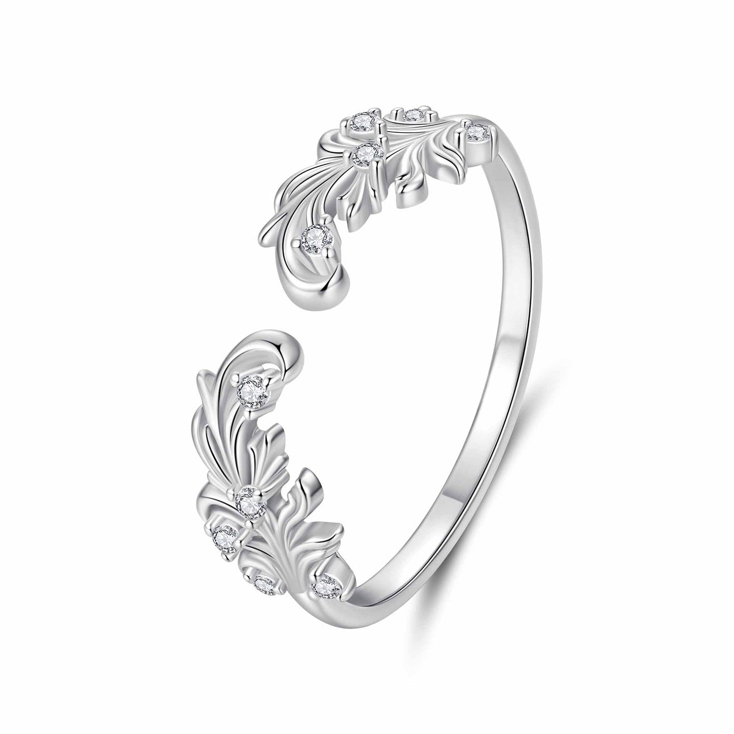 925 Sterling Silver White Gold Plated Ring with Pavé Setting CZ for Women