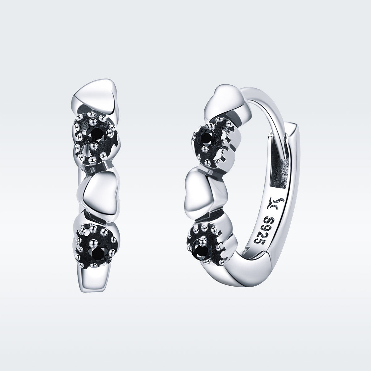 925 Sterling Silver Earrings with Pavé Setting CZ, 1.1*0.3cm