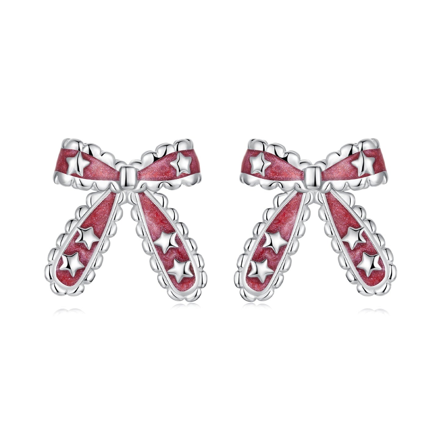 925 Sterling Silver Earrings with Enamel Process in White Gold Plating for Women