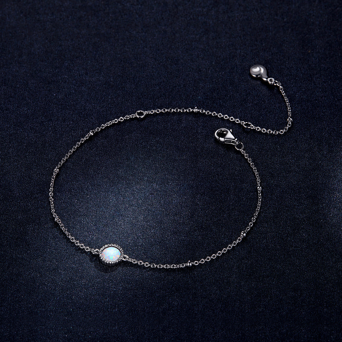 925 Sterling Silver Opal Bracelet for Women - Adjustable Size, Translucent Color