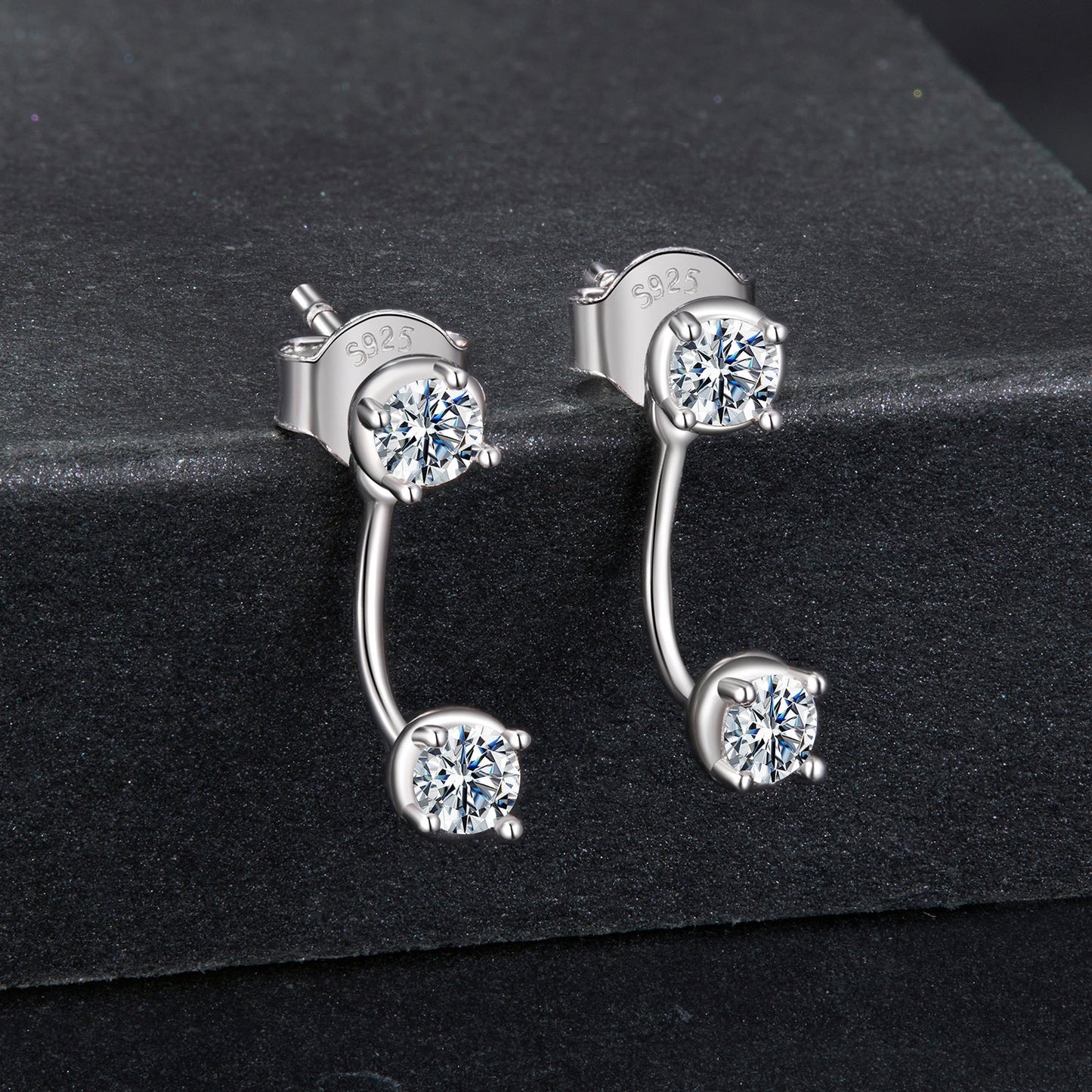 925 Sterling Silver White Gold Plated Moissanite Earrings 0.1 Carat for Women