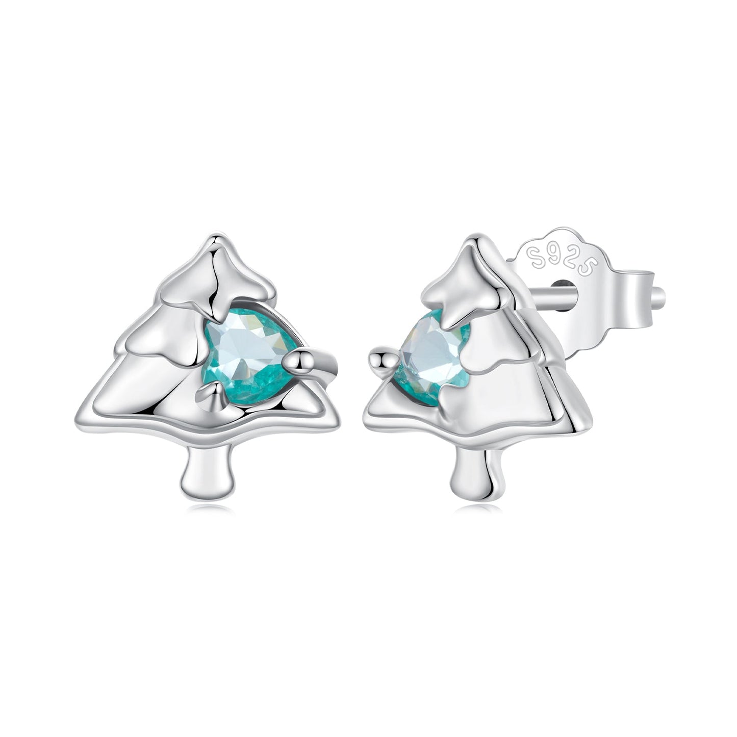 925 Sterling Silver White Gold Plated Transparent Glass Earrings for Women