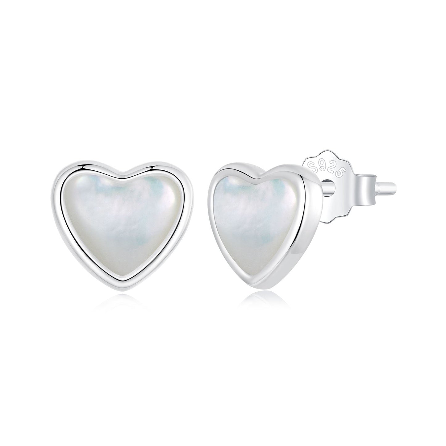 925 Sterling Silver White Shell Plated White Gold Earrings Size 7*8mm