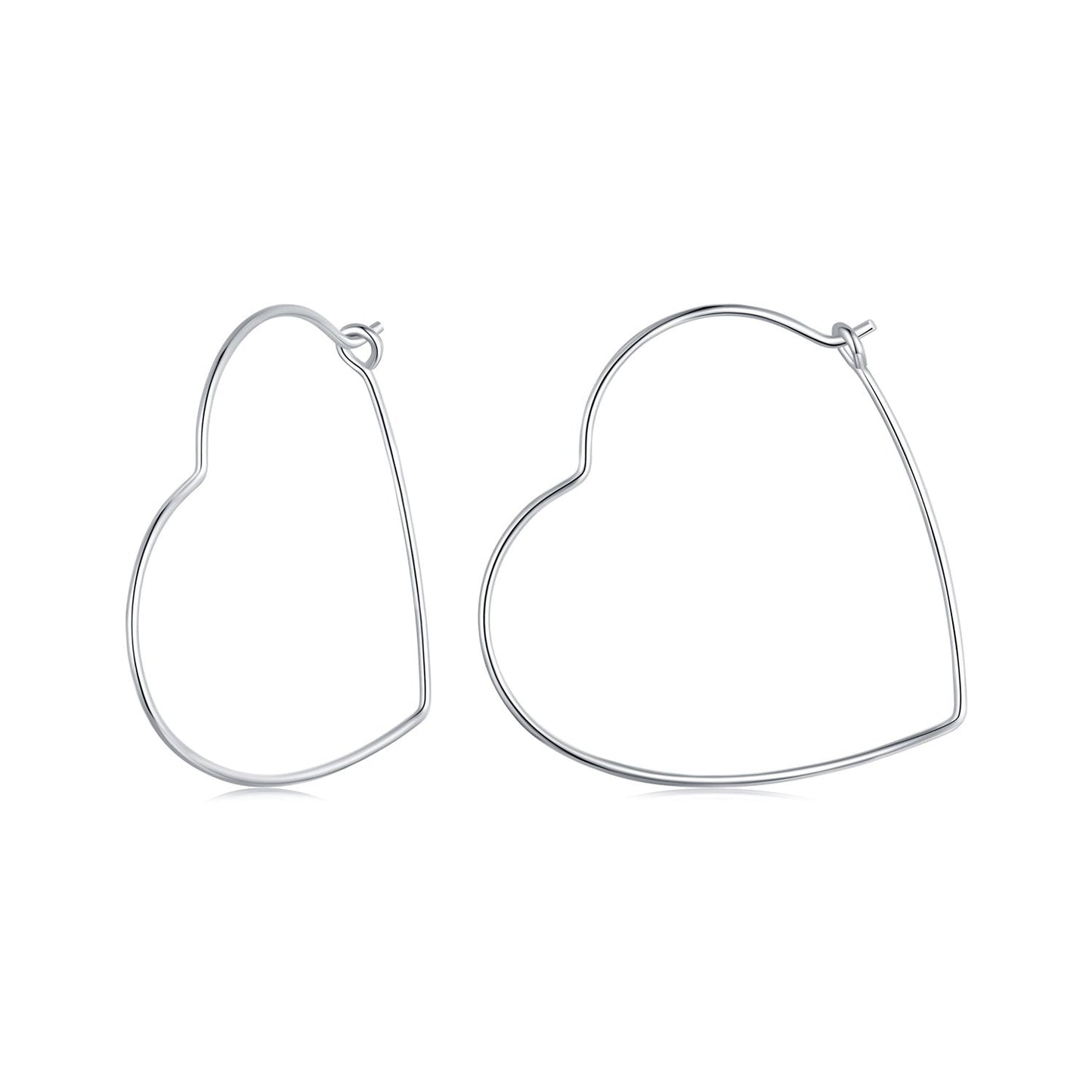 925 Sterling Silver Earrings with White Gold Plating - 27mm for Women