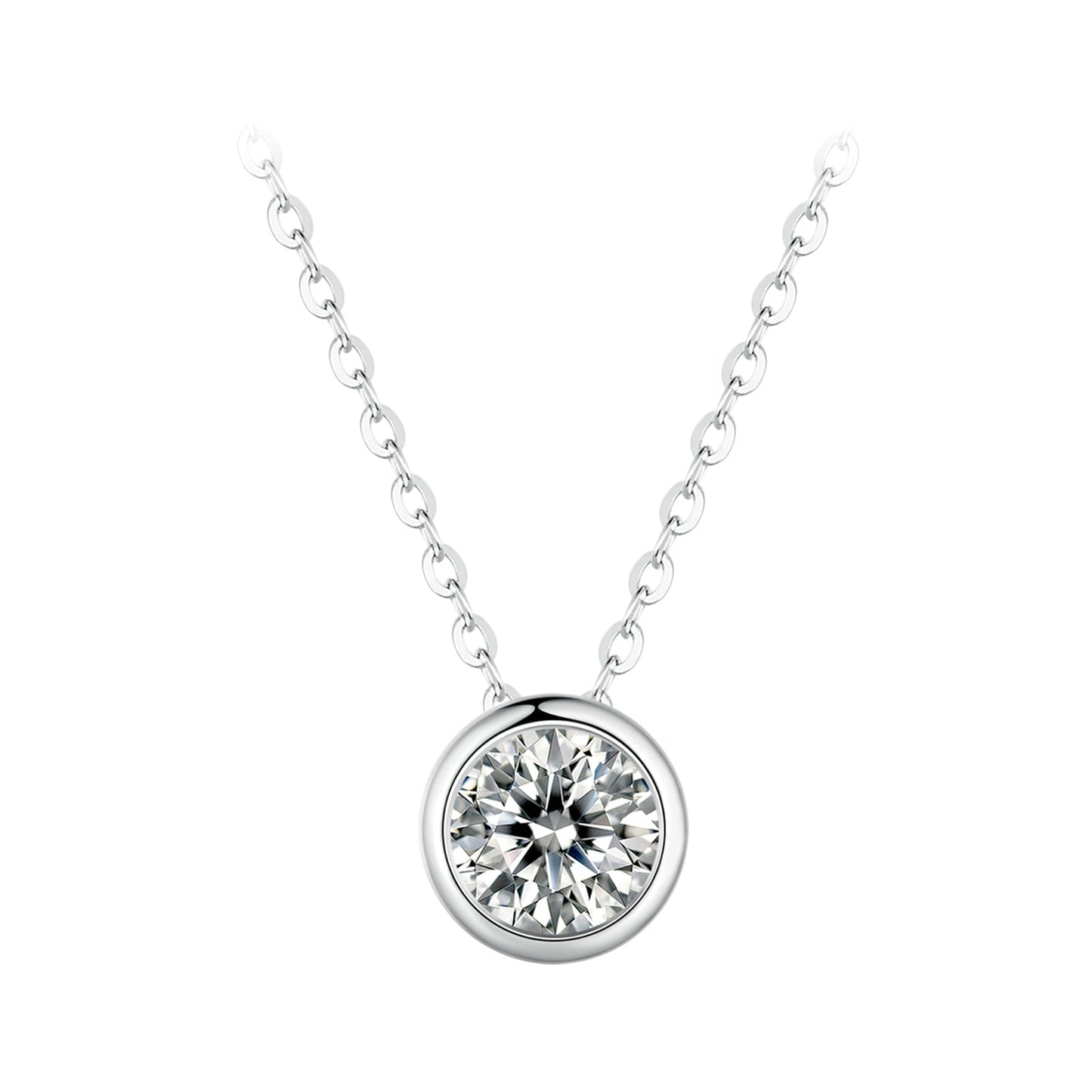 S925 Sterling Silver Moissanite Necklace 400mm with 1ct Moissanite for Women