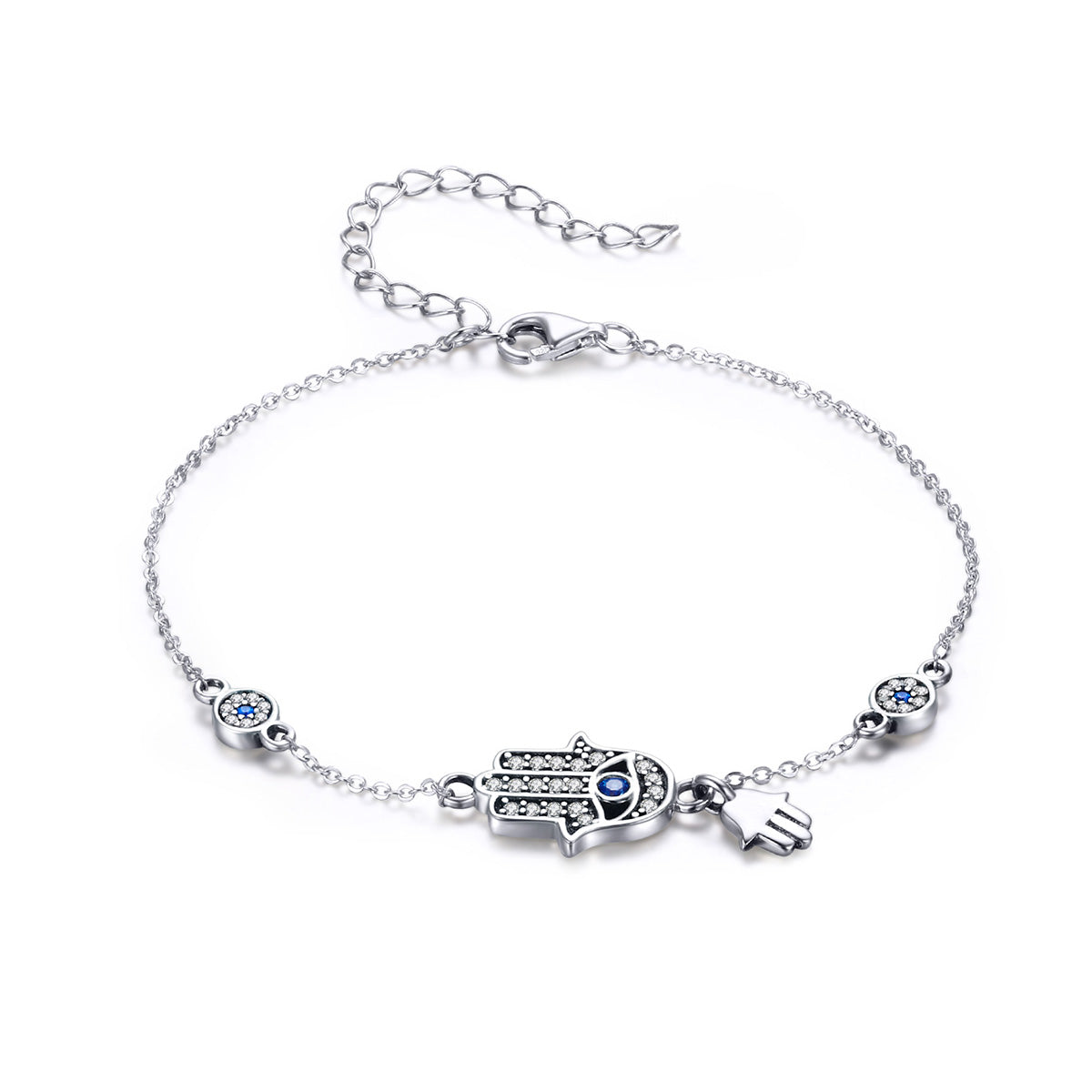 925 Sterling Silver Bracelet 21cm Long with 1.0*1.7cm Charms for Women