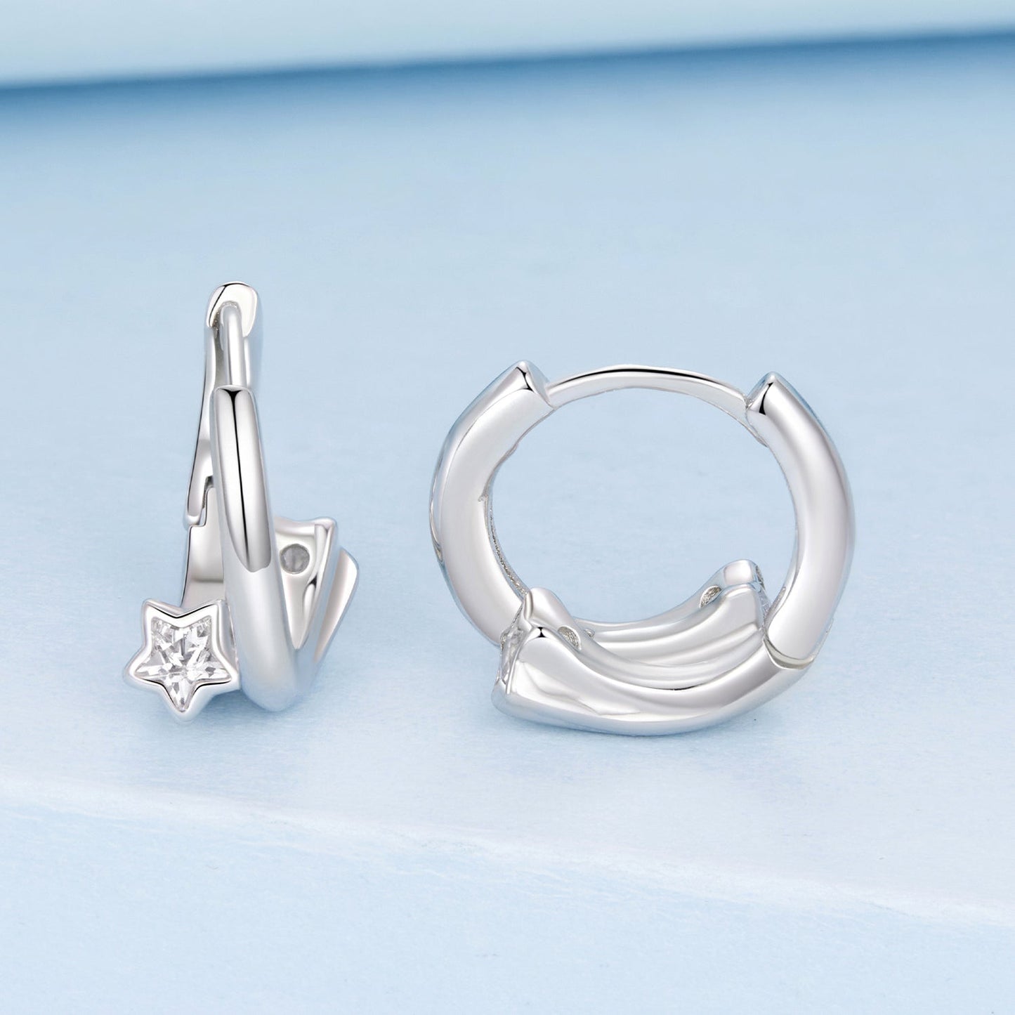 925 Sterling Silver Earrings with White Gold Plating and CZ