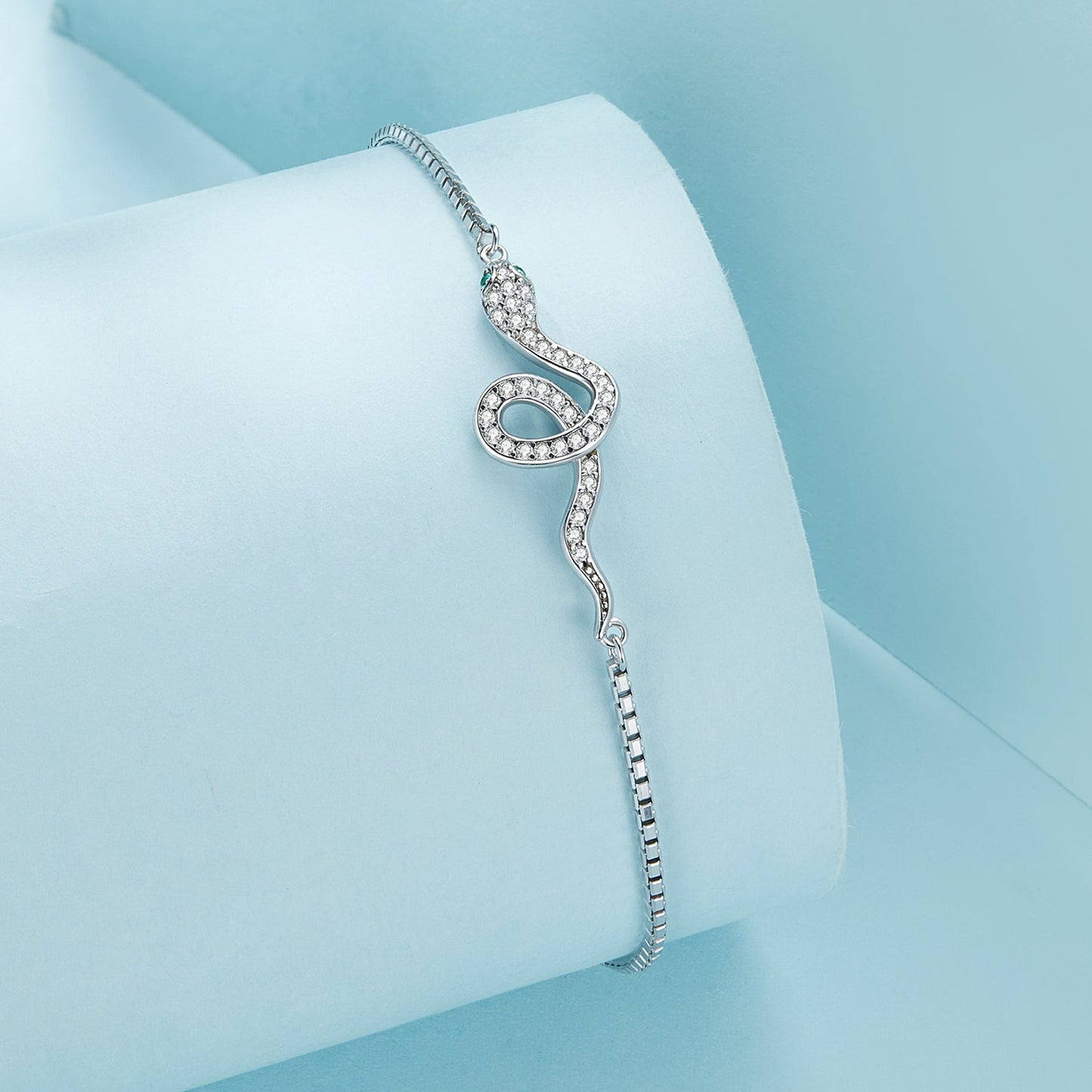 S925 Sterling Silver & Pavé CZ Platinum-Plated Bracelet