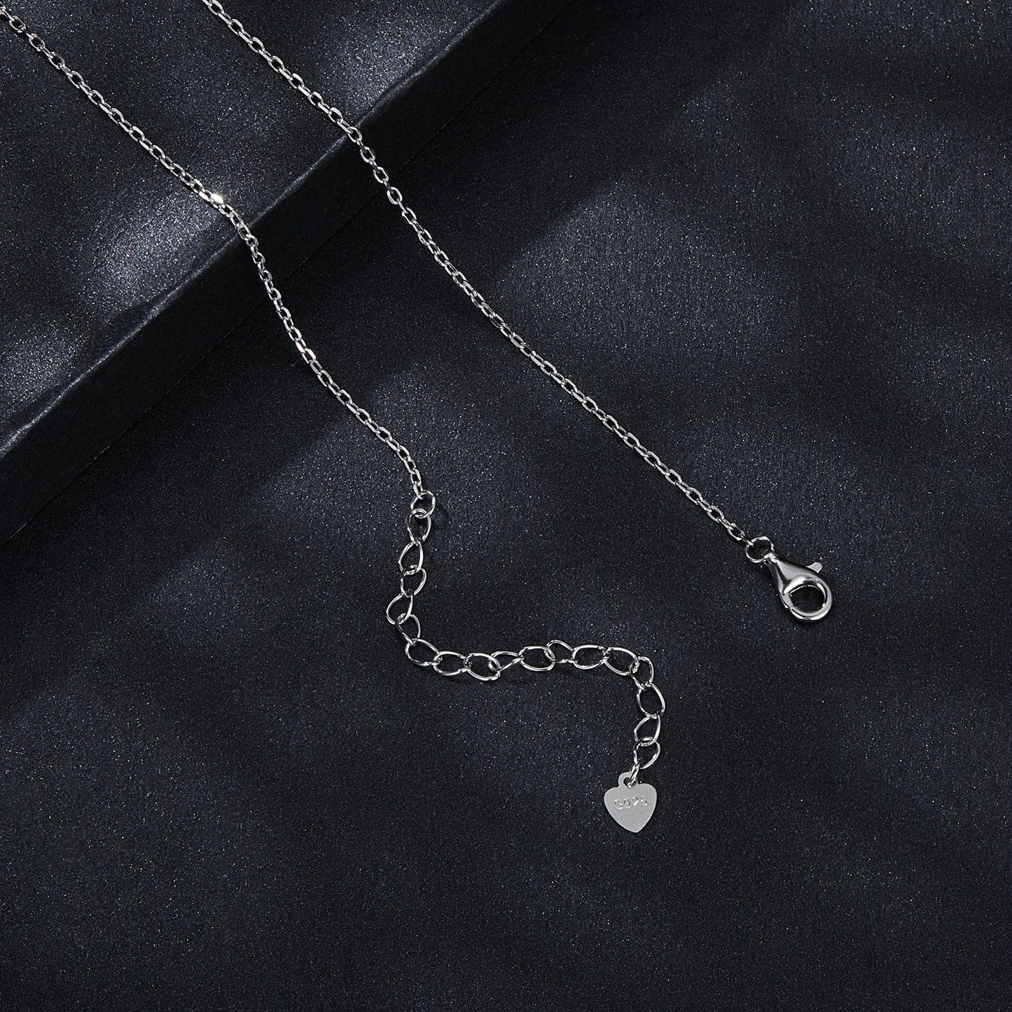 925 Sterling Silver Moissanite Necklace with Pavé Setting, 1 Carat, 400mm Length for Women
