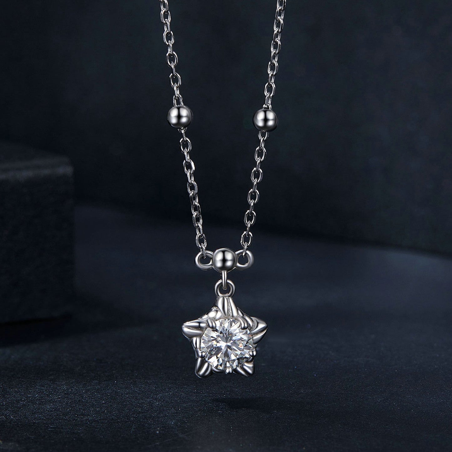 925 Sterling Silver 5mm Moissanite Necklace for Women