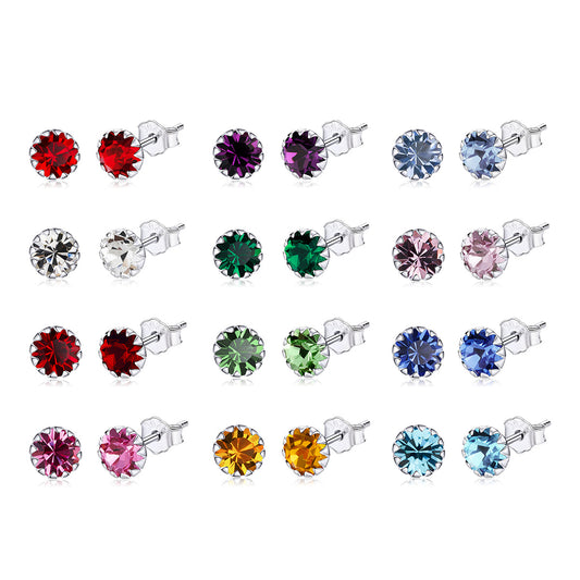 925 Sterling Silver & Plated Platinum Earrings with Pavé Setting CZ for Women