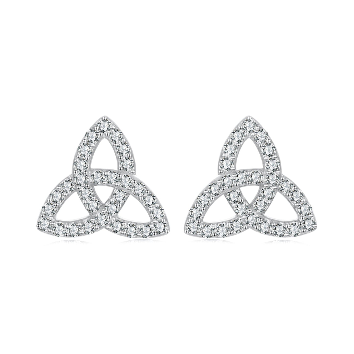 925 Sterling Silver White Gold Plated Pavé CZ Earrings