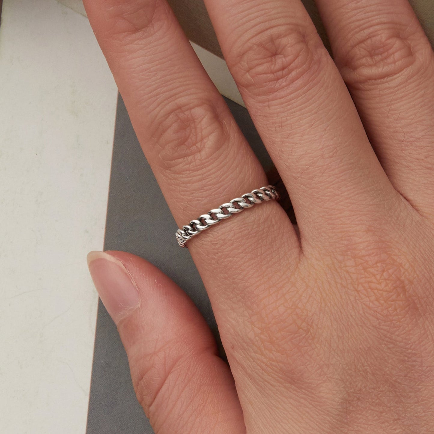 925 Sterling Silver Oxidized Silver Ring for Women